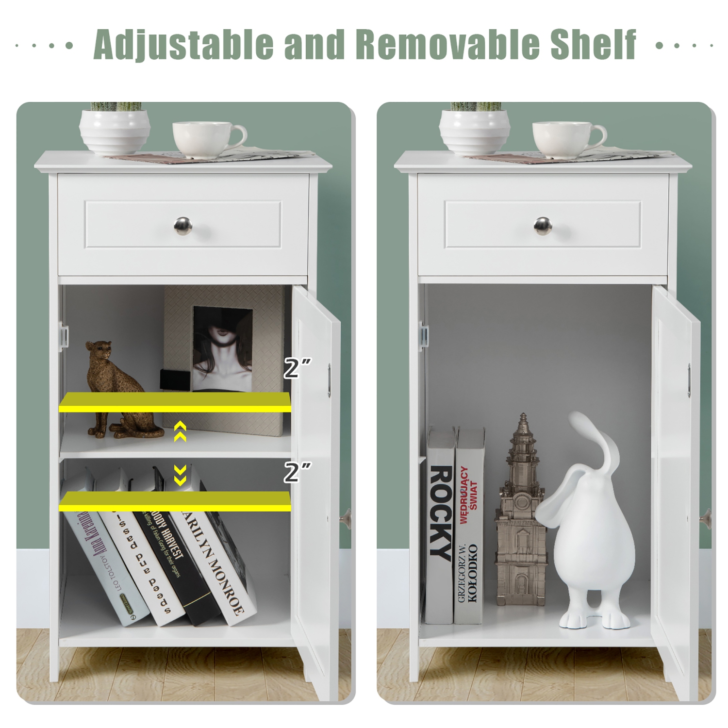 Costway Floor Storage Cabinet Organizer Cupboard Drawer Shelf Bath Towel