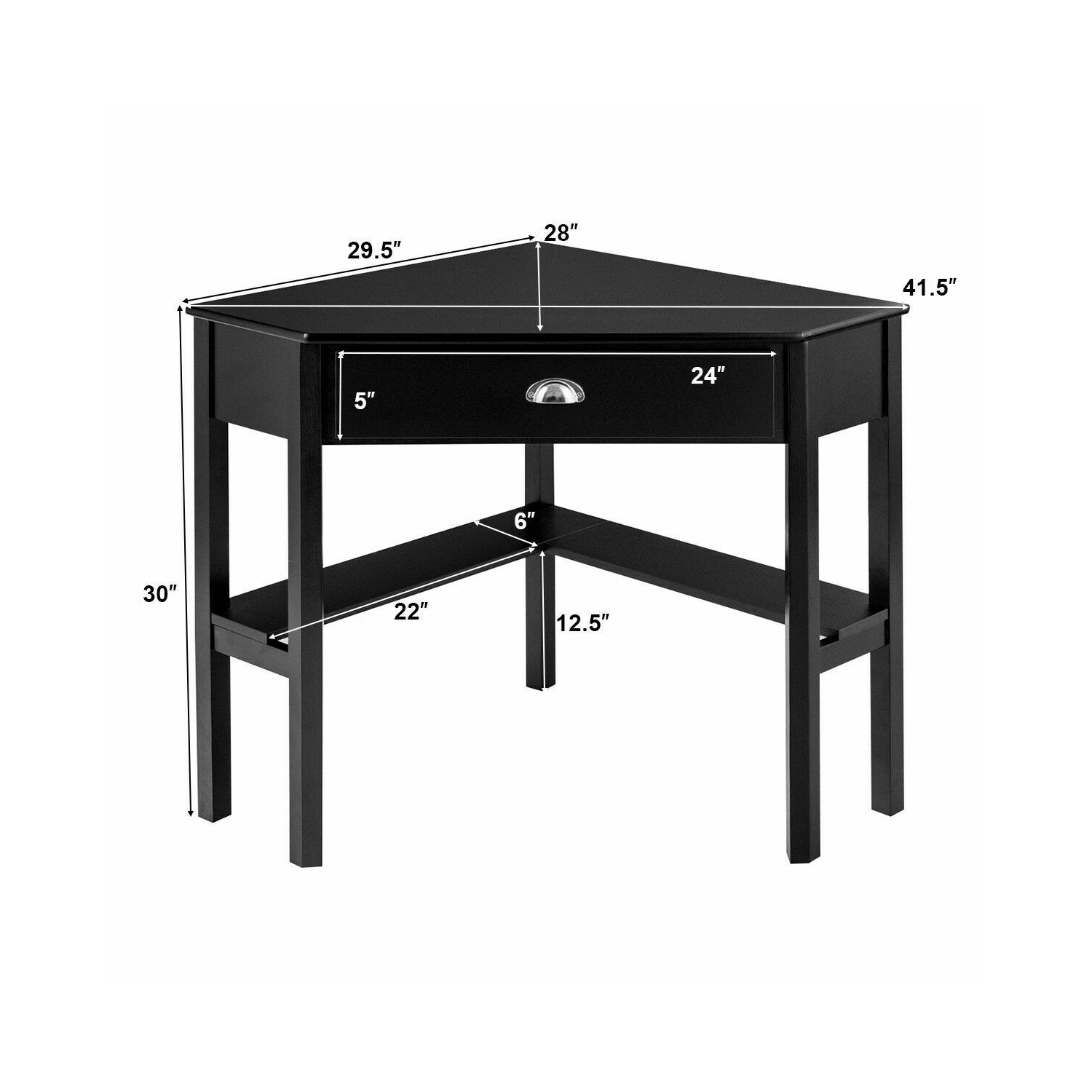 Costway Triangle Computer Desk Corner Office Desk Laptop Table w/ Drawer Shelves Rustic