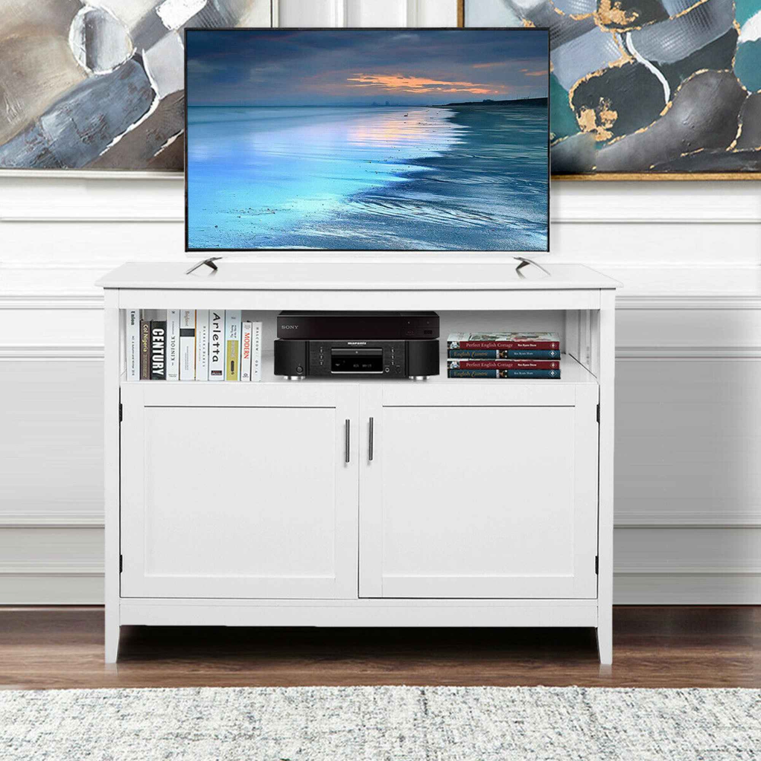 Costway Wood Kitchen Storage Cabinet Buffet Server Table Sideboard White