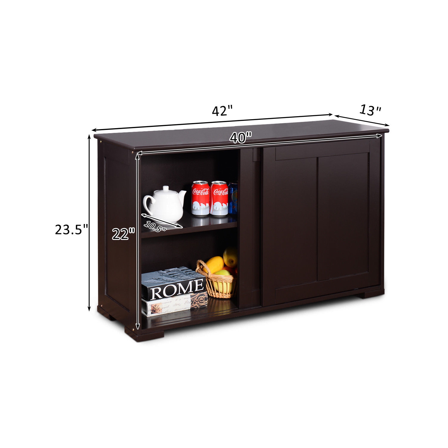 Costway Kitchen Storage Cabinet Sideboard Buffet Cupboard Wood Sliding Door Pantry