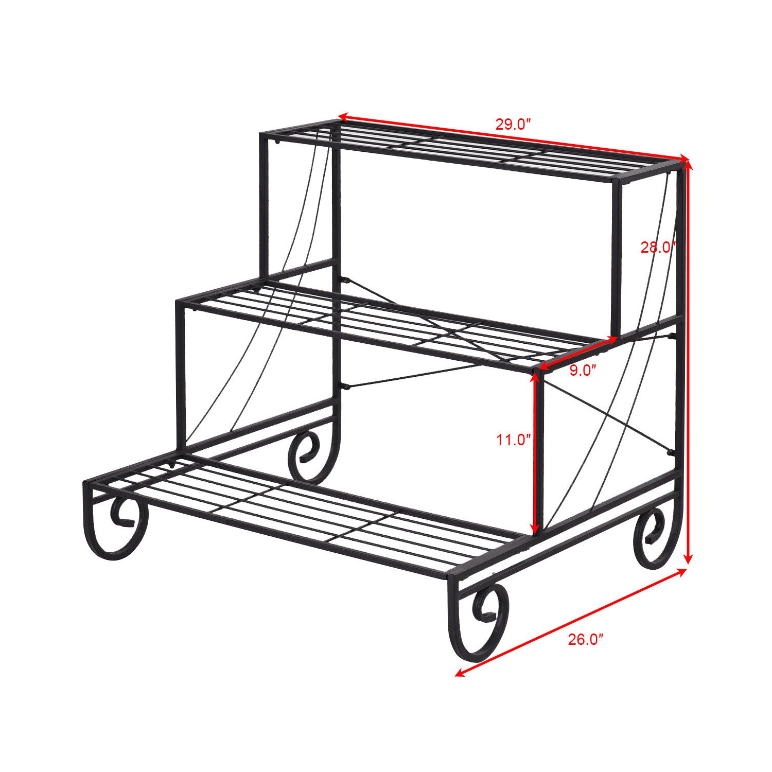 Costway 3 Tier Outdoor Metal Plant Stand Flower Planter Garden Display Shelf Rack