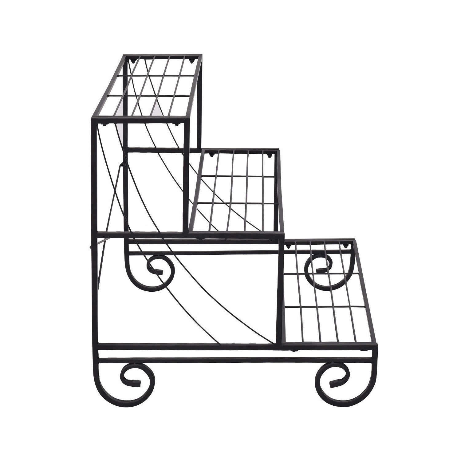 Costway 3 Tier Outdoor Metal Plant Stand Flower Planter Garden Display Shelf Rack