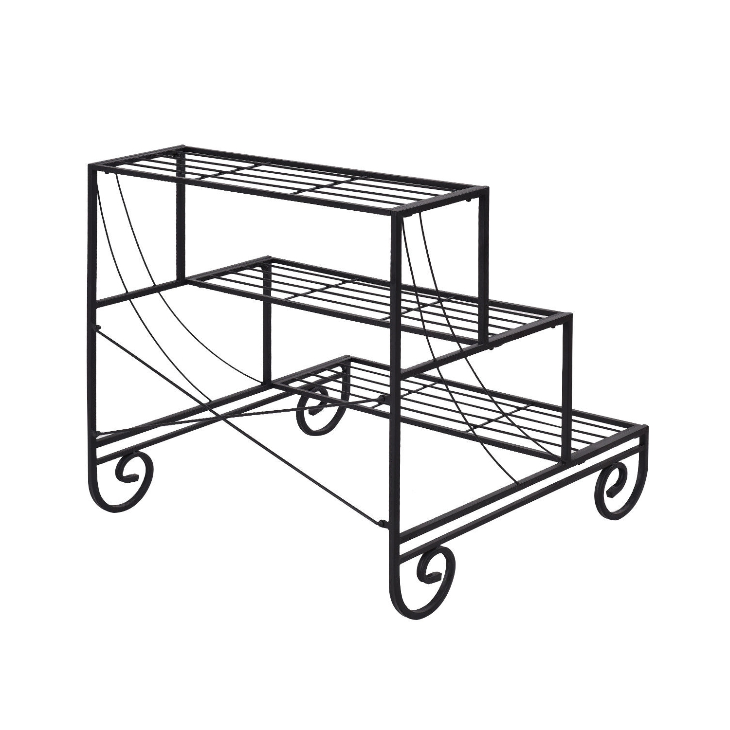 Costway 3 Tier Outdoor Metal Plant Stand Flower Planter Garden Display Shelf Rack