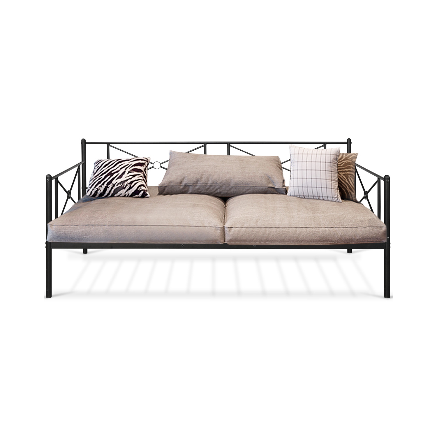Metal Daybed Twin Bed Frame Stable Steel Slats Platform Base Bed Sofa LivingRoom