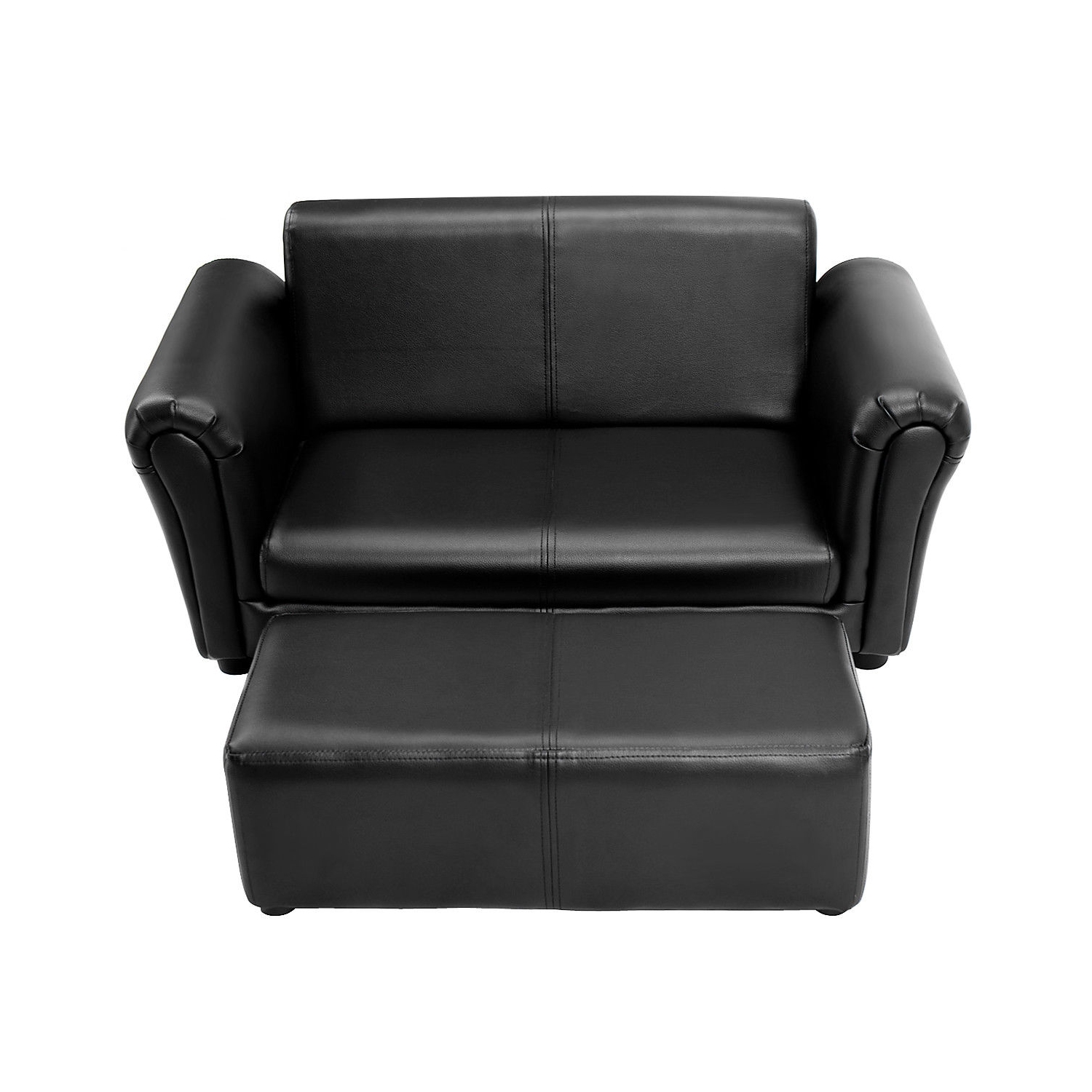 Costway Kids Sofa Armrest Chair Couch Lounge W/ Ottoman Black