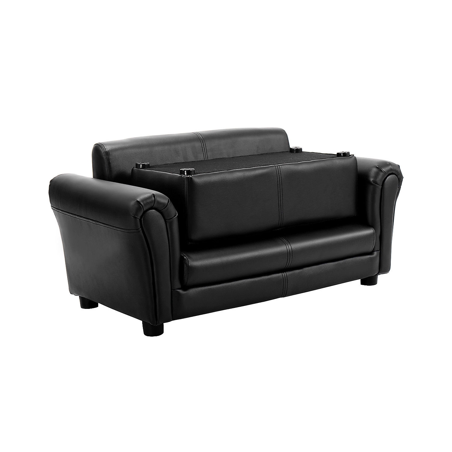 Costway Kids Sofa Armrest Chair Couch Lounge W/ Ottoman Black