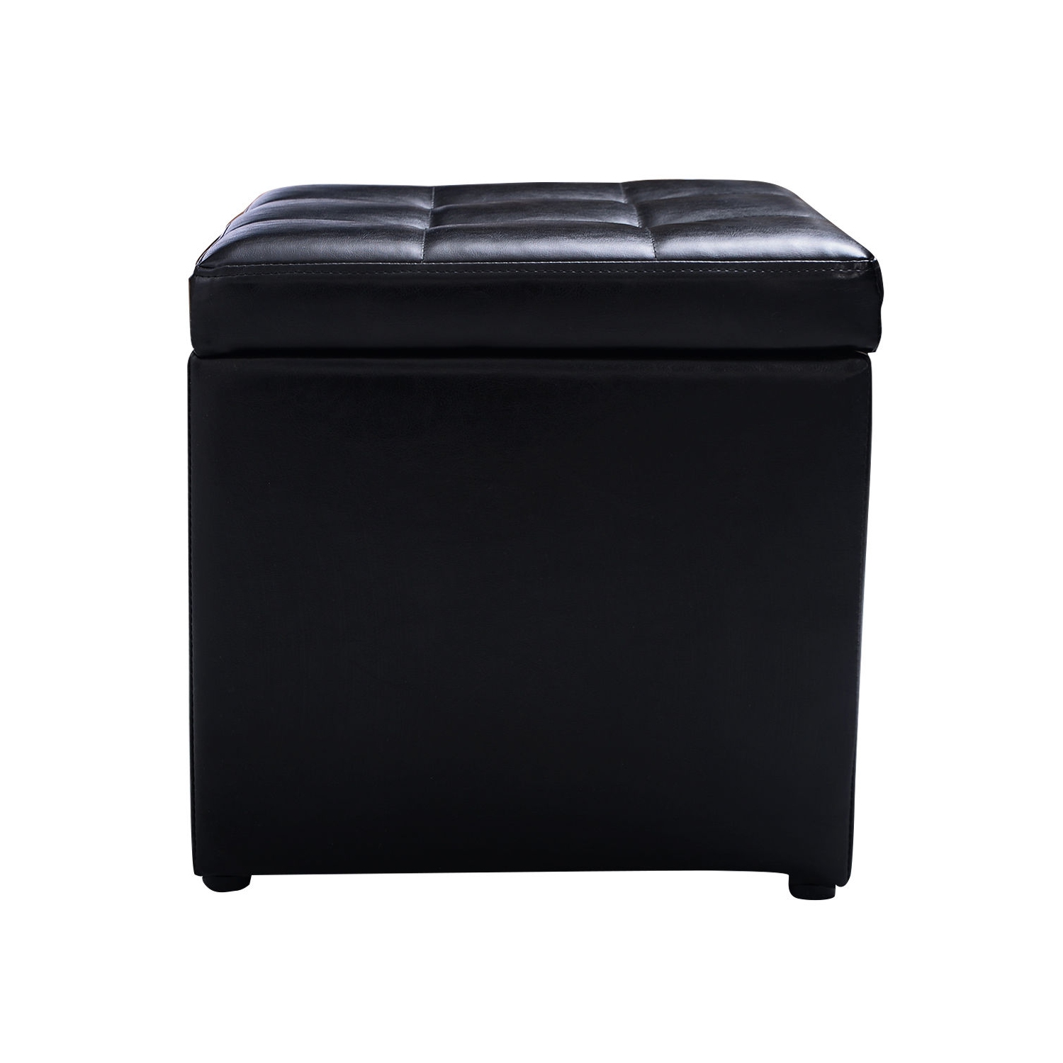 Costway Cube Ottoman Pouffe Storage Box Lounge Seat Footstools w/ Hinge Top black