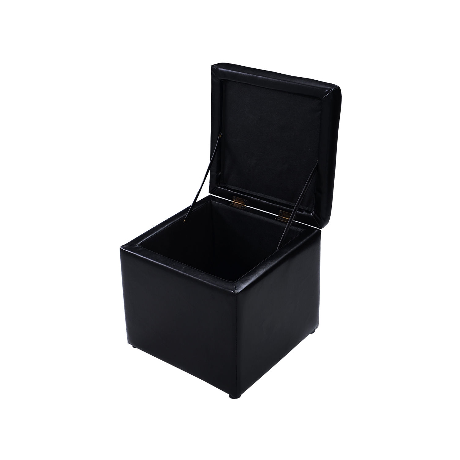 Costway Cube Ottoman Pouffe Storage Box Lounge Seat Footstools w/ Hinge Top black