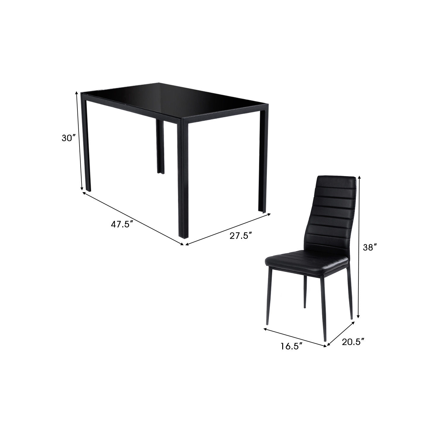 COSTWAY Ensemble de Table à Manger de 5 Pièces, Table en Métal et 4 Chaises pour Déjeuner, Diner