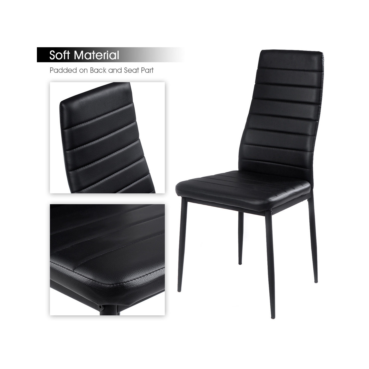 COSTWAY Ensemble de Table à Manger de 5 Pièces, Table en Métal et 4 Chaises pour Déjeuner, Diner