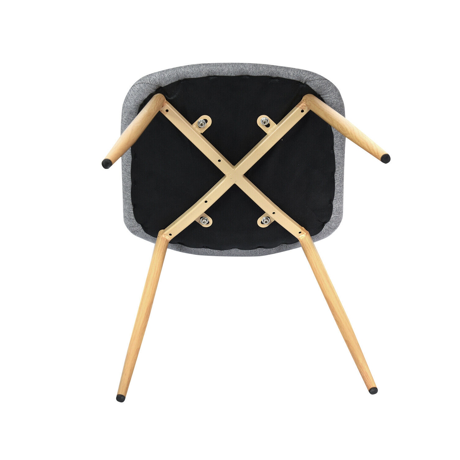 Ensemble de 4 chaises de salle à manger avec siège coussiné en tissu moderne milieu de siècle et pattes en bois de Costway