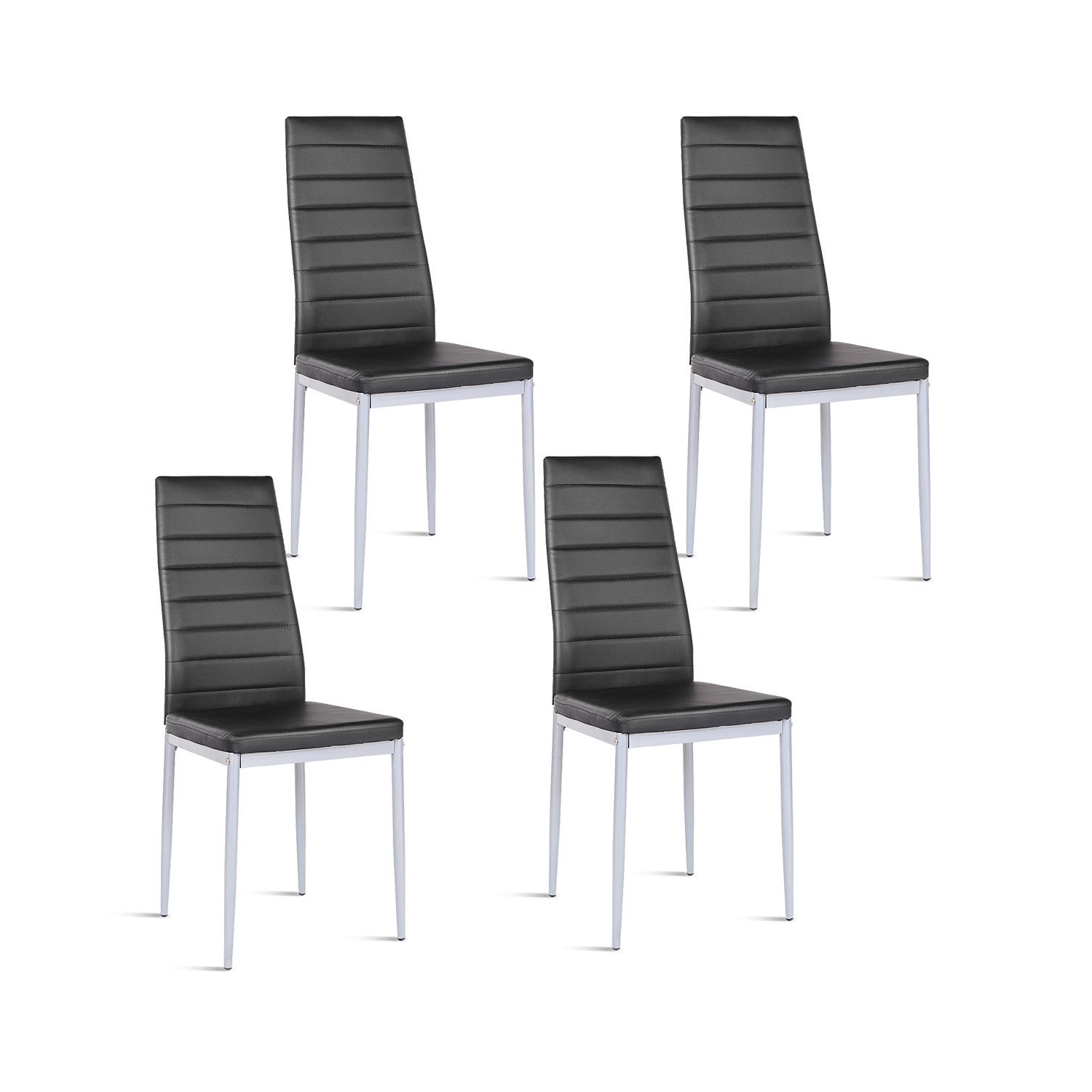 Chaise en similicuir blanc Costway – Lot de 4