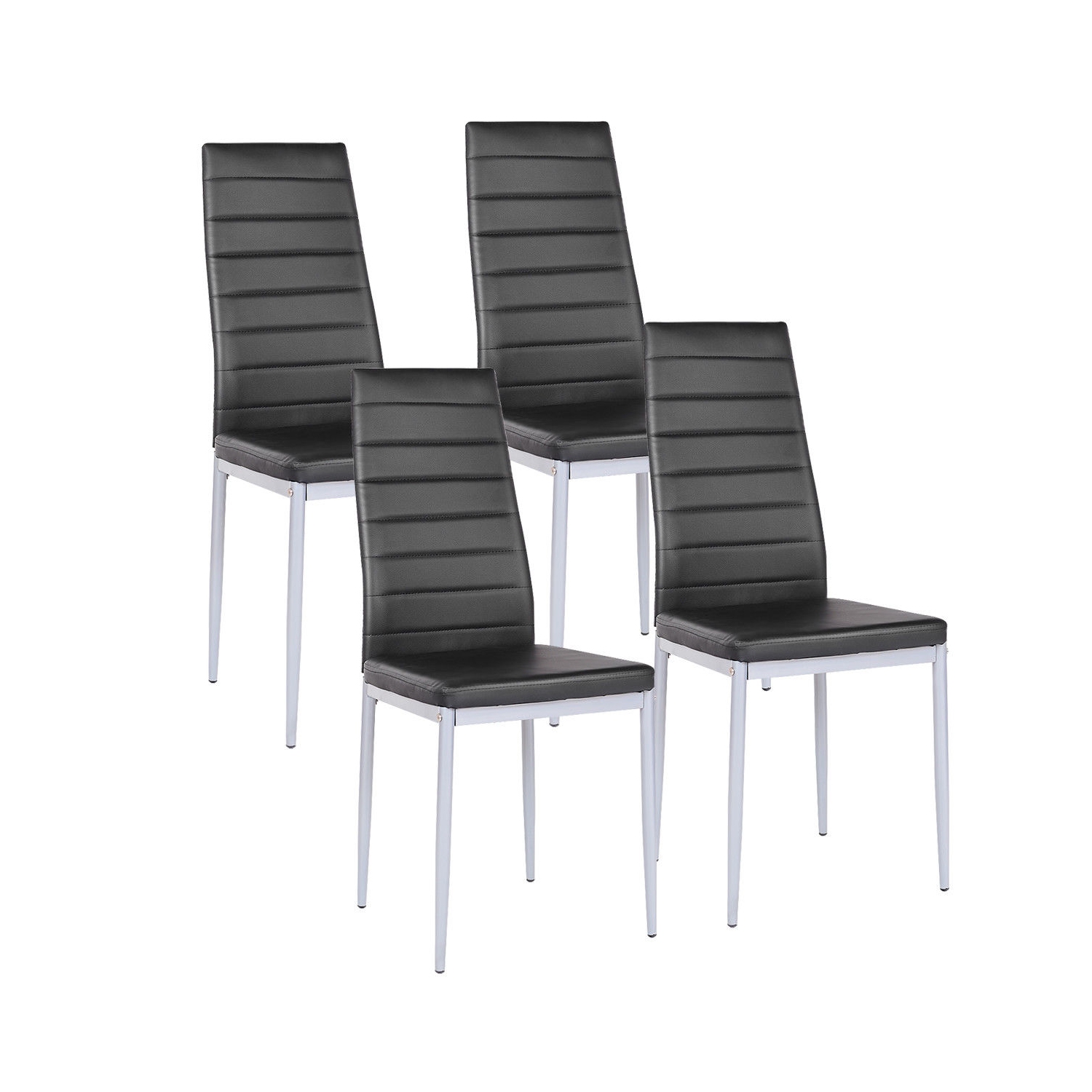 Chaise en similicuir blanc Costway – Lot de 4