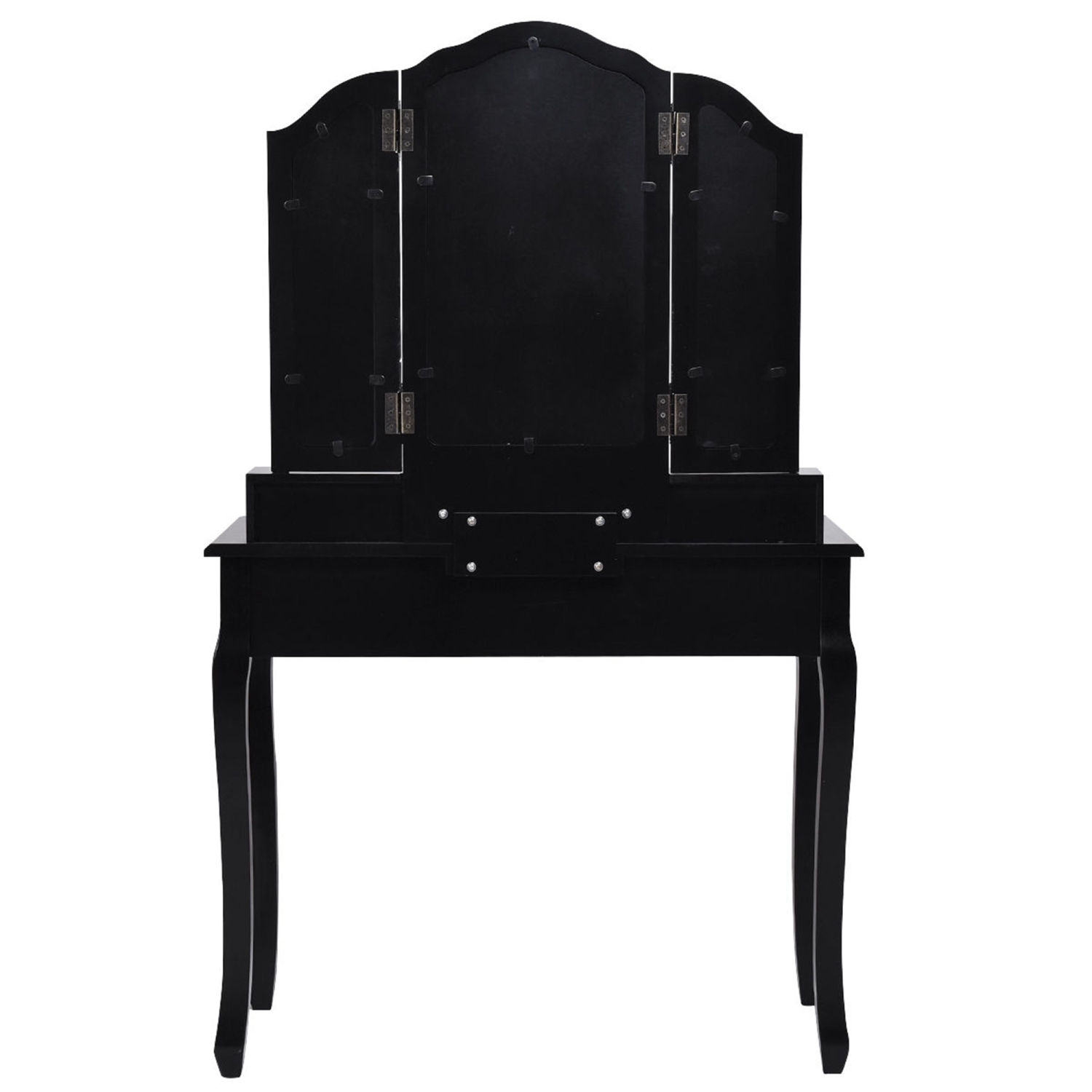 Maquillage Coiffeuse Vanité Ensemble Tri Miroir pliant avec tabouret Noir