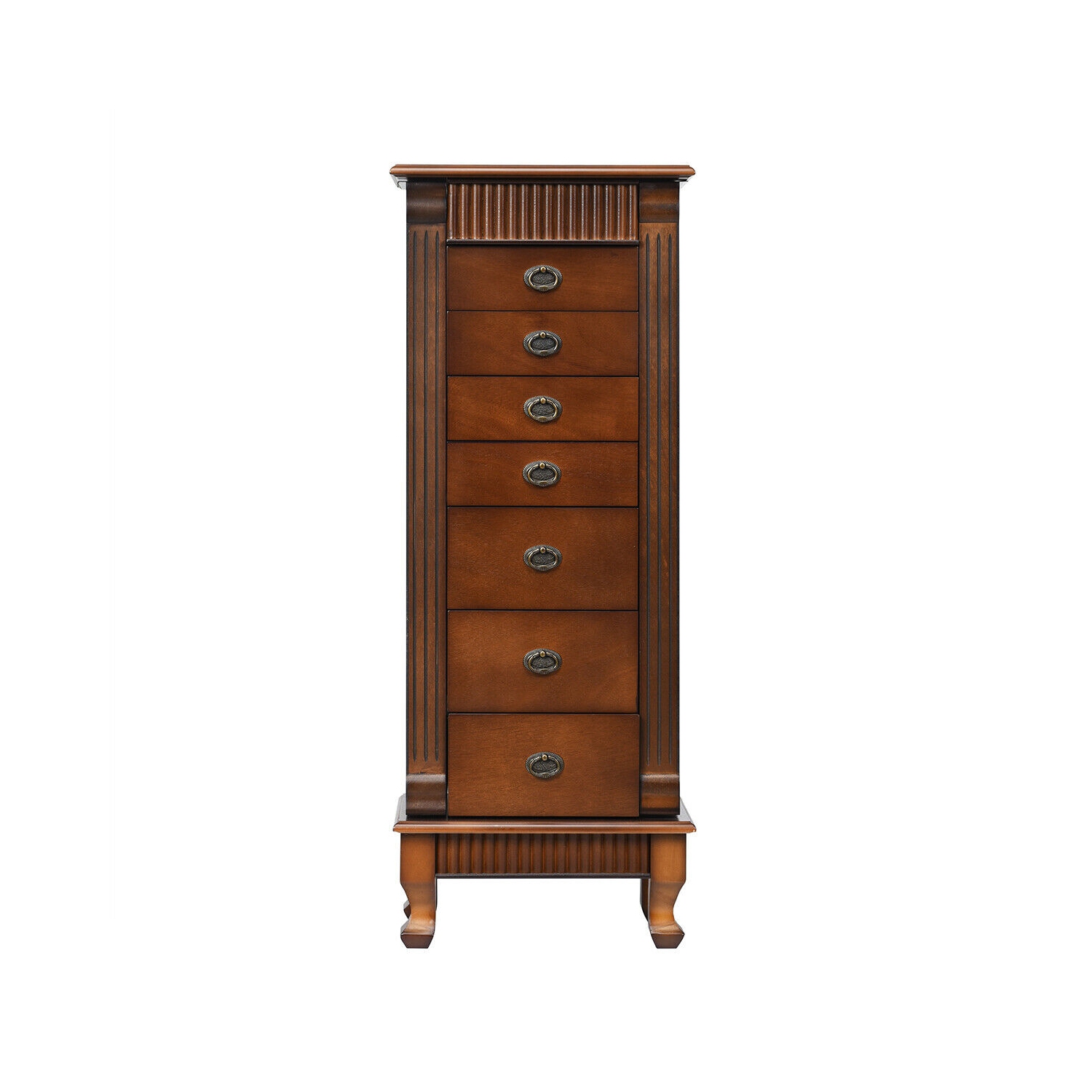 Costway Jewelry Cabinet Armoire Box Storage Chest Stand Organizer Necklace Wood