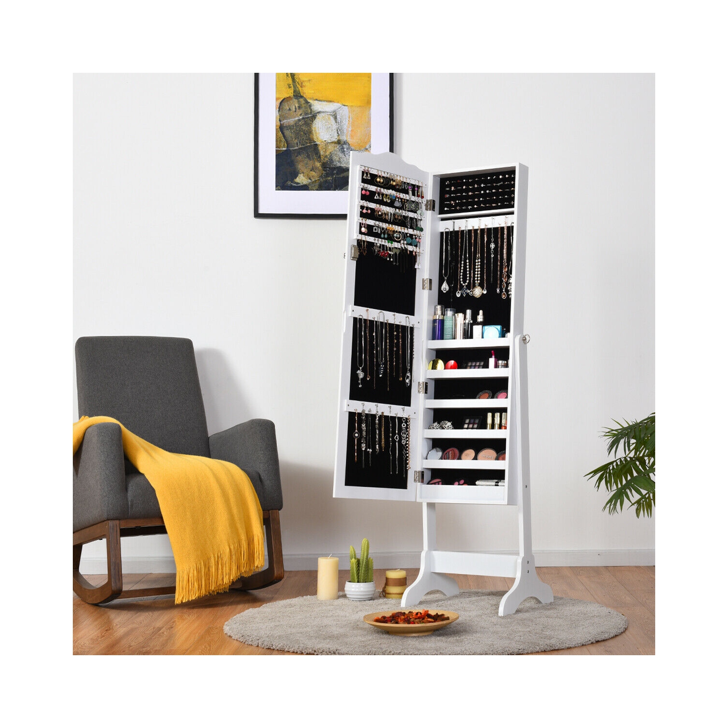 Miroir avec coffre à bijoux intégré Costway