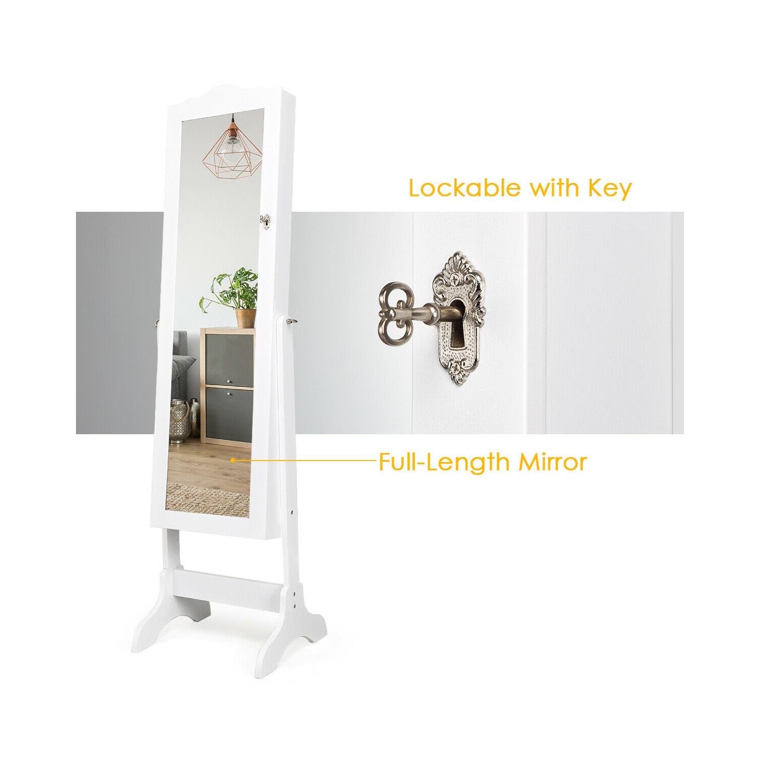 Miroir avec coffre à bijoux intégré Costway