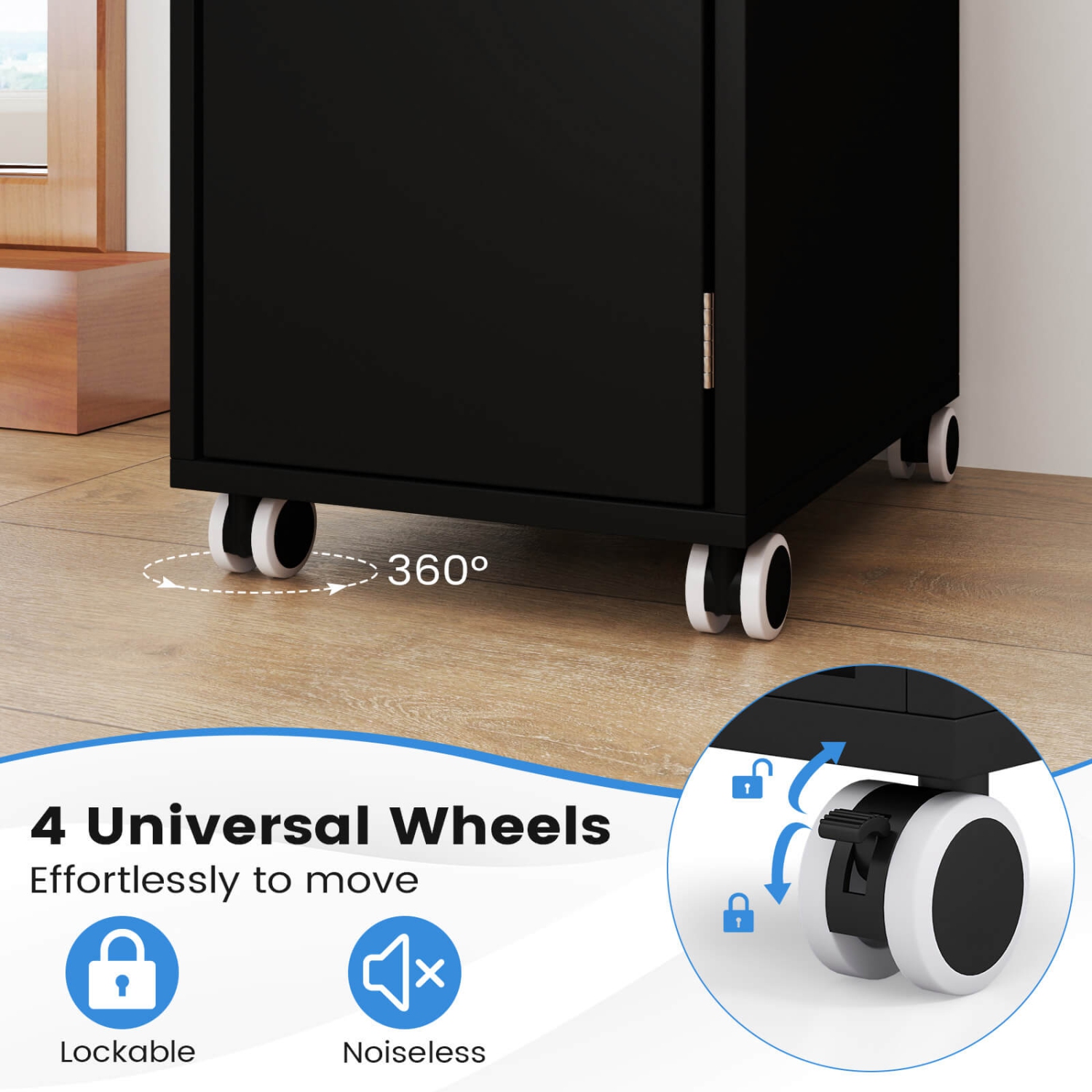 Chariot à roulettes pour cosmétiques avec plateau latéral à 3 tiroirs Salon de Costway