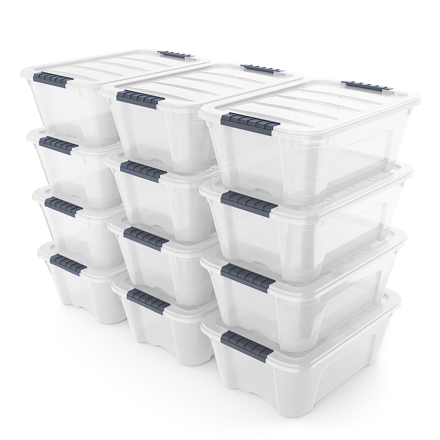 Costway 12 Pack Latch Stack Storage Box Tubs Bins Latches Handles