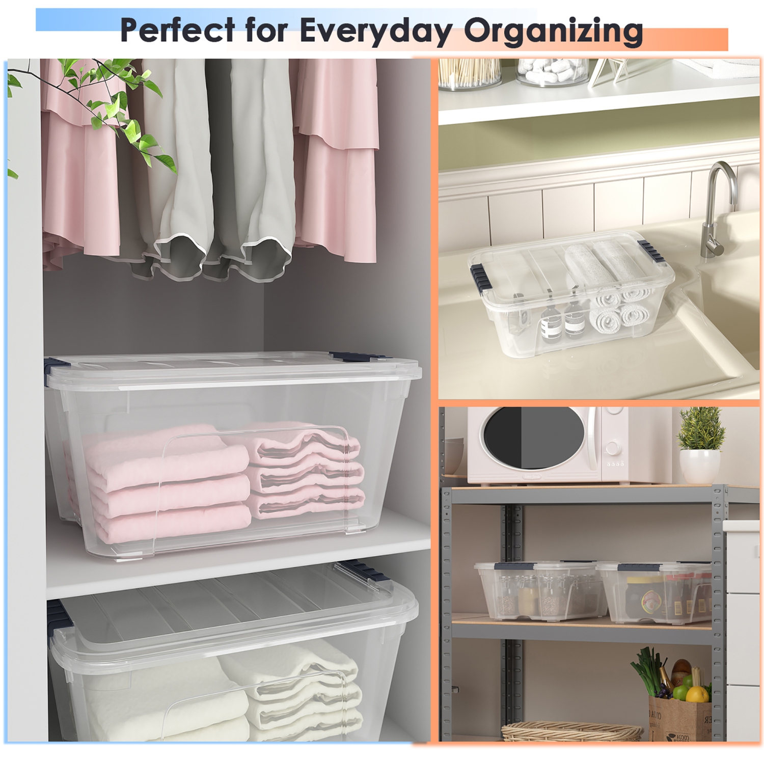 Costway 12 Pack Latch Stack Storage Box Tubs Bins Latches Handles