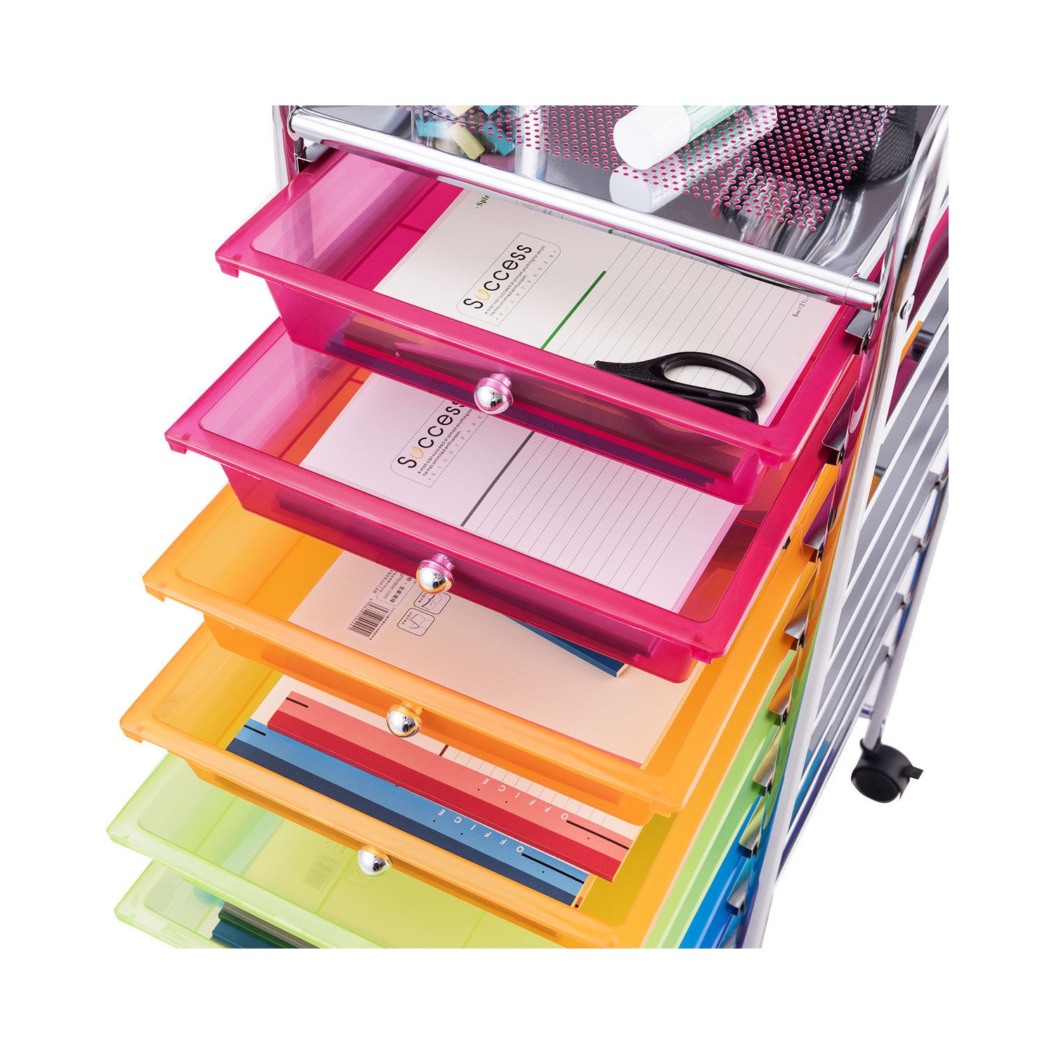 Tour de Rangement 32,5x37x 86CM avec 4 Roulettes Comprend 10 Tiroirs en PP et Fer Tiroir Génial en