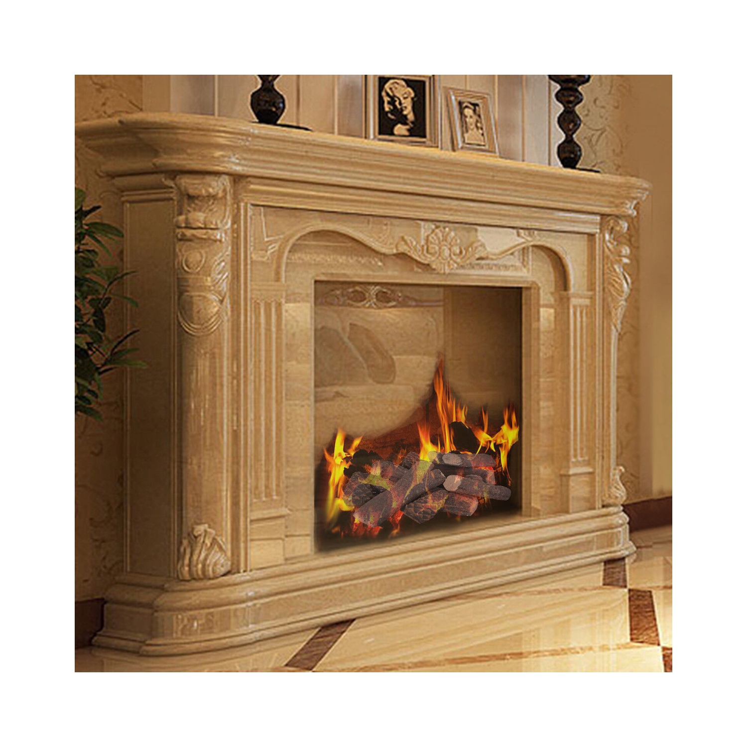 Costway 9PCS Ceramic Wood Gas Log Set Fireplace Imitation Wood Propane Firepit Logs