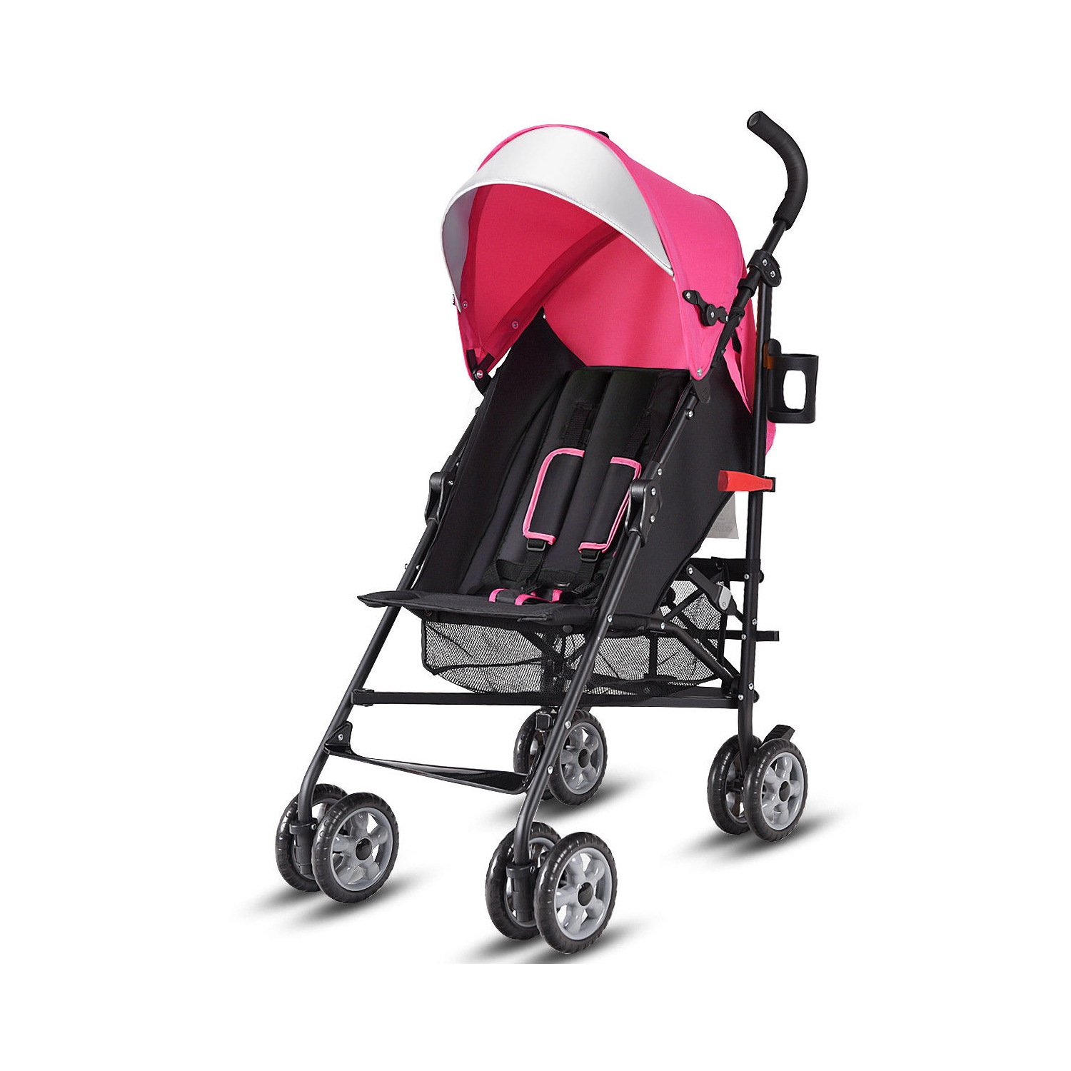 Poussette parapluie légère pliante pour tout-petits de Costway avec panier de rangement noir/rose/vert/orange