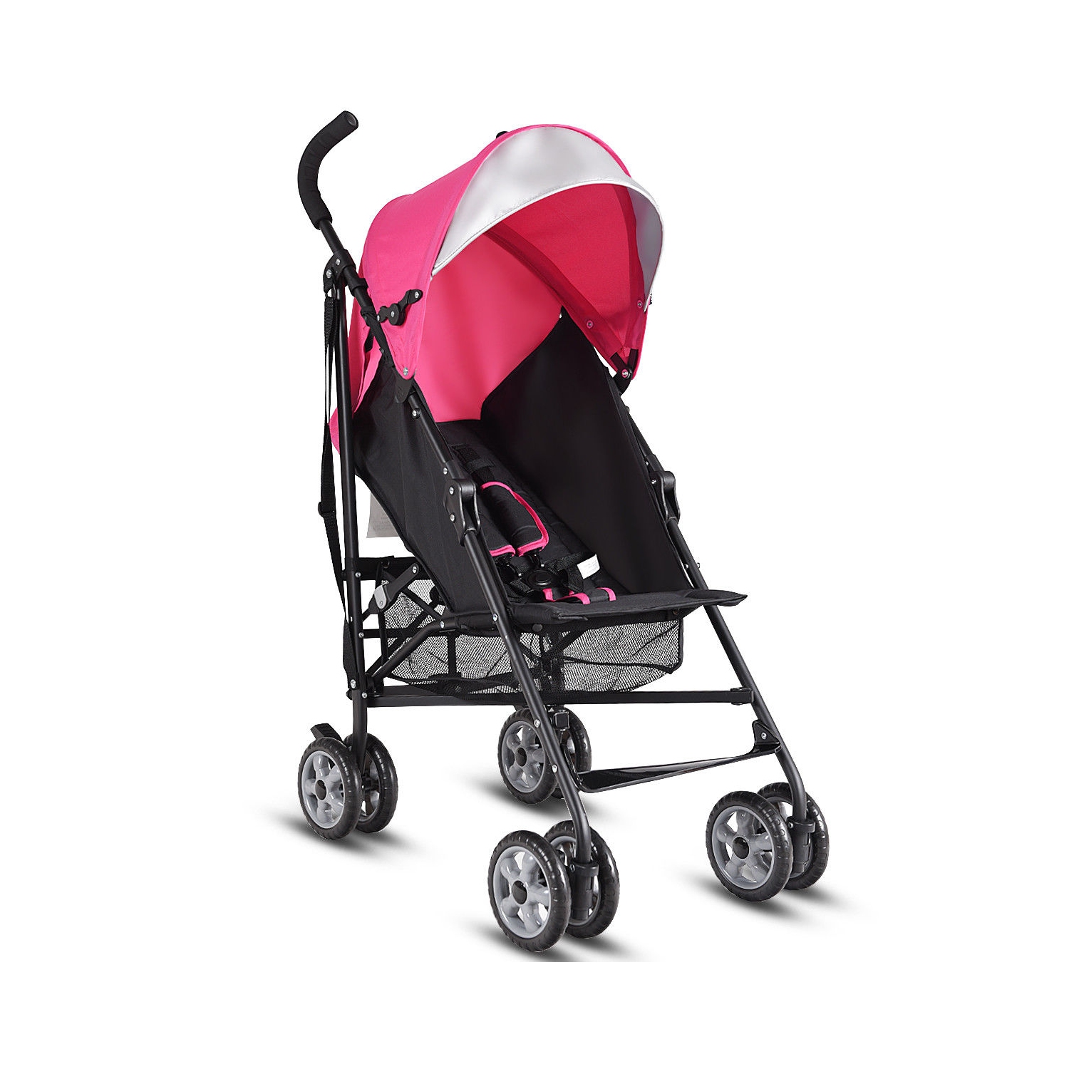Poussette parapluie légère pliante pour tout-petits de Costway avec panier de rangement noir/rose/vert/orange