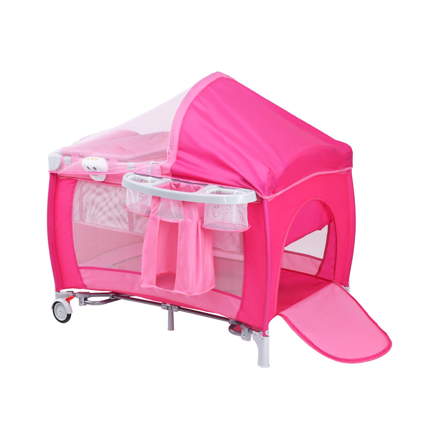Foldable Baby Crib Playpen Travel Infant Bassinet Bed Mosquito Net Music