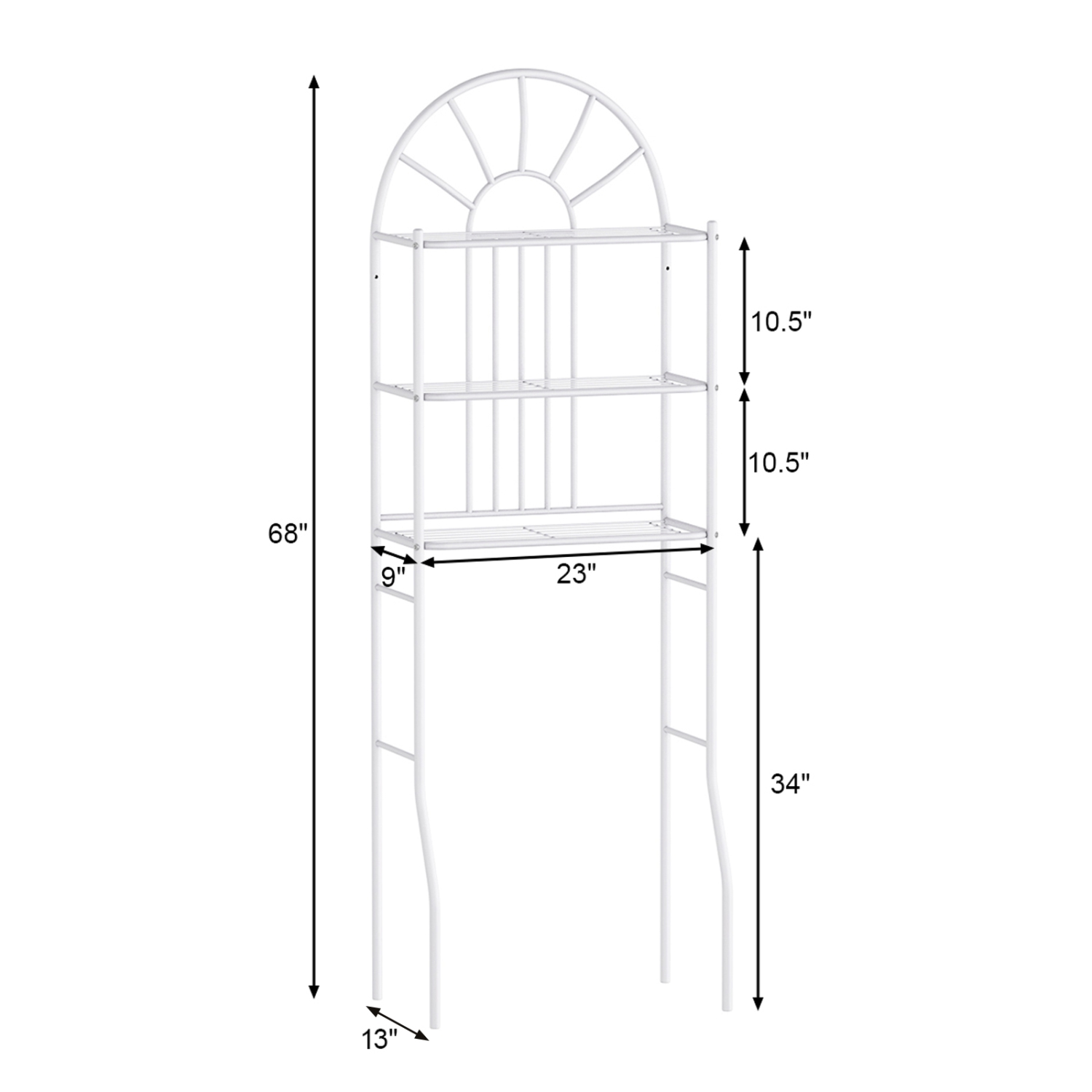 Costway 3 Shelf Over The Toilet Bathroom Space Saver Towel Storage Rack Organizer