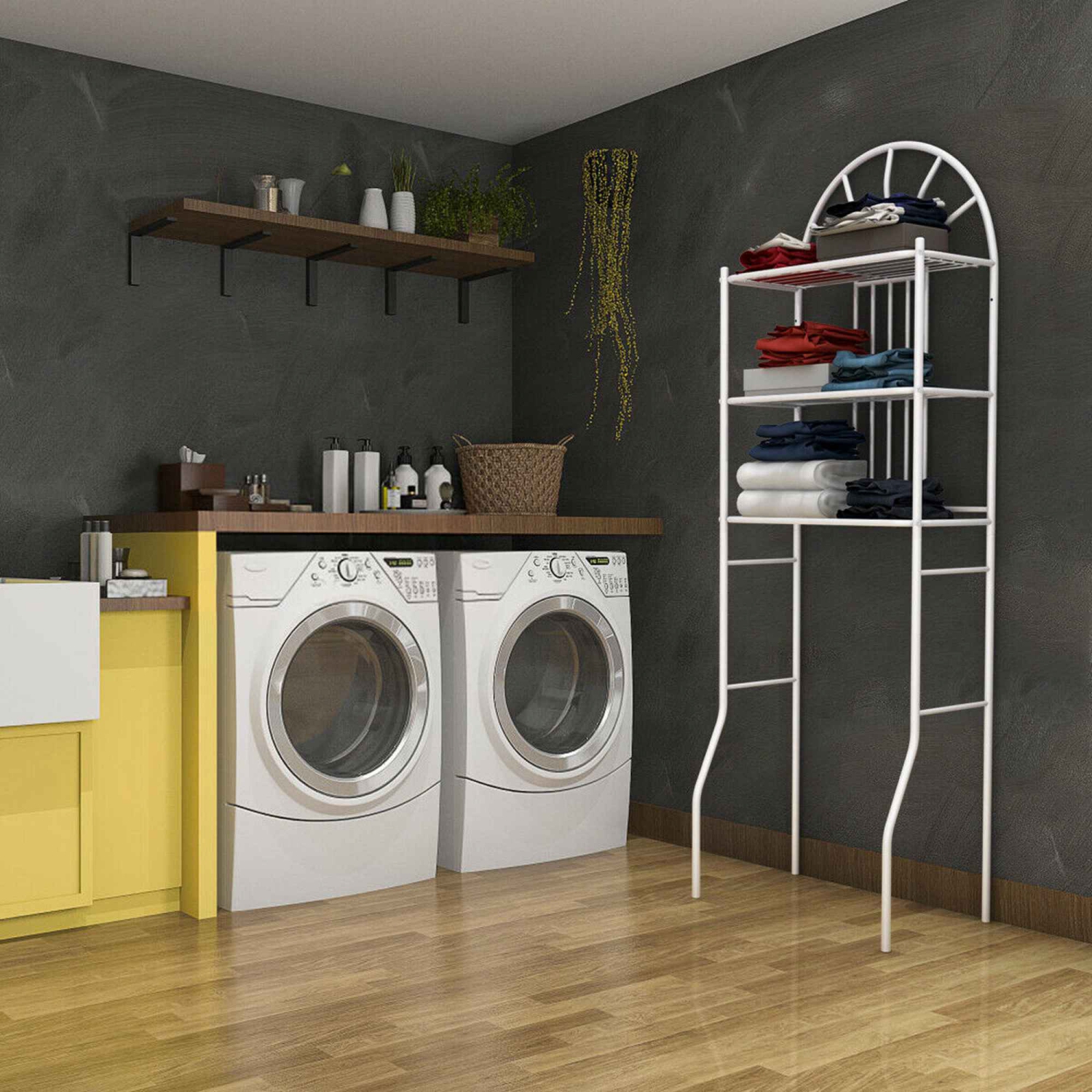 Costway 3 Shelf Over The Toilet Bathroom Space Saver Towel Storage Rack Organizer