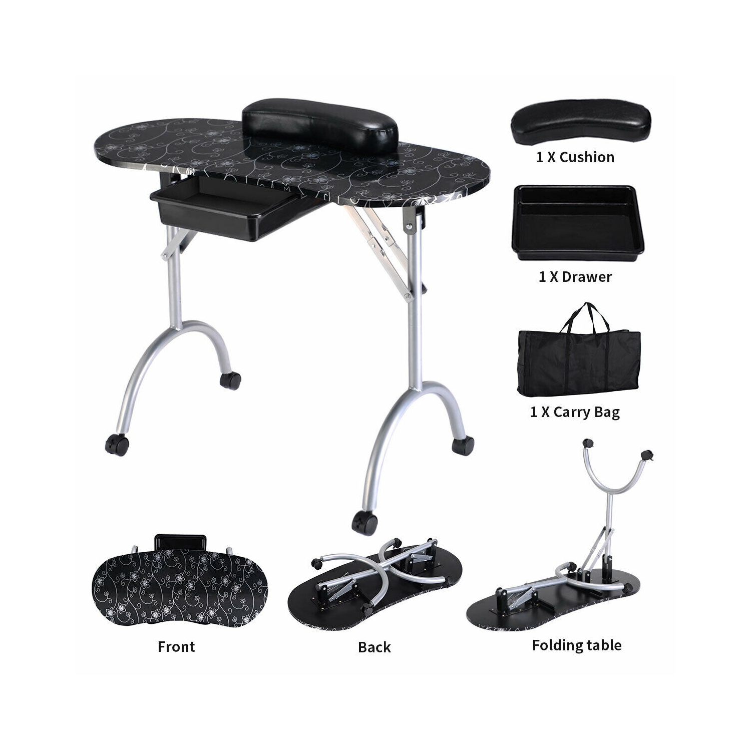 Costway Portable Manicure Nail Table Station Desk Spa Beauty Salon Equipment