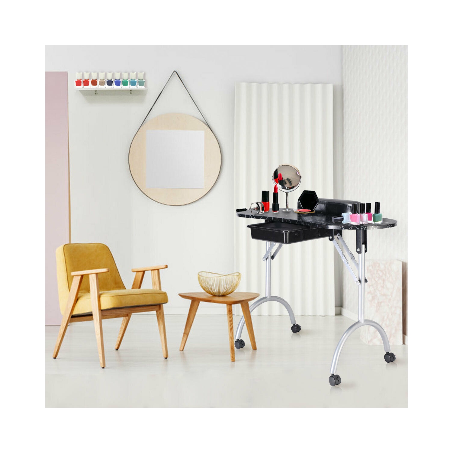 Costway Portable Manicure Nail Table Station Desk Spa Beauty Salon Equipment