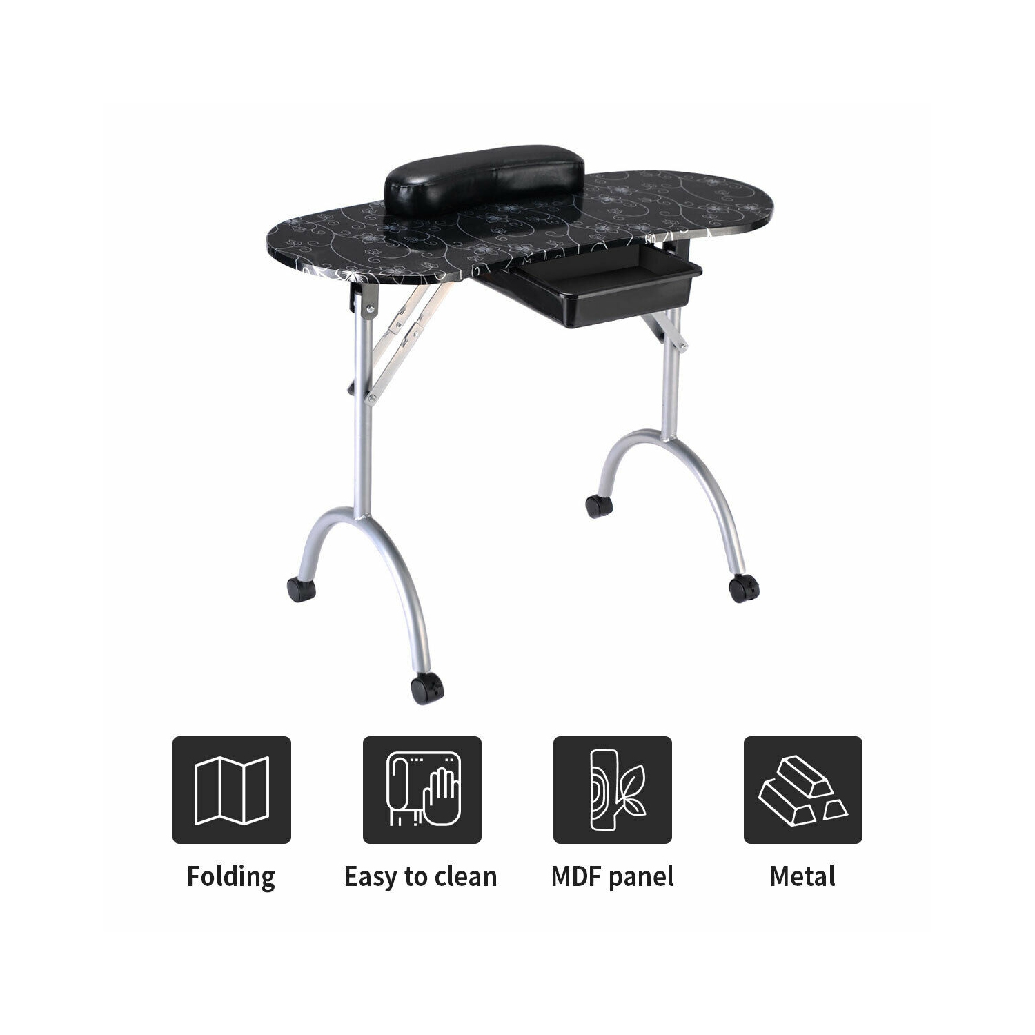 Costway Portable Manicure Nail Table Station Desk Spa Beauty Salon Equipment