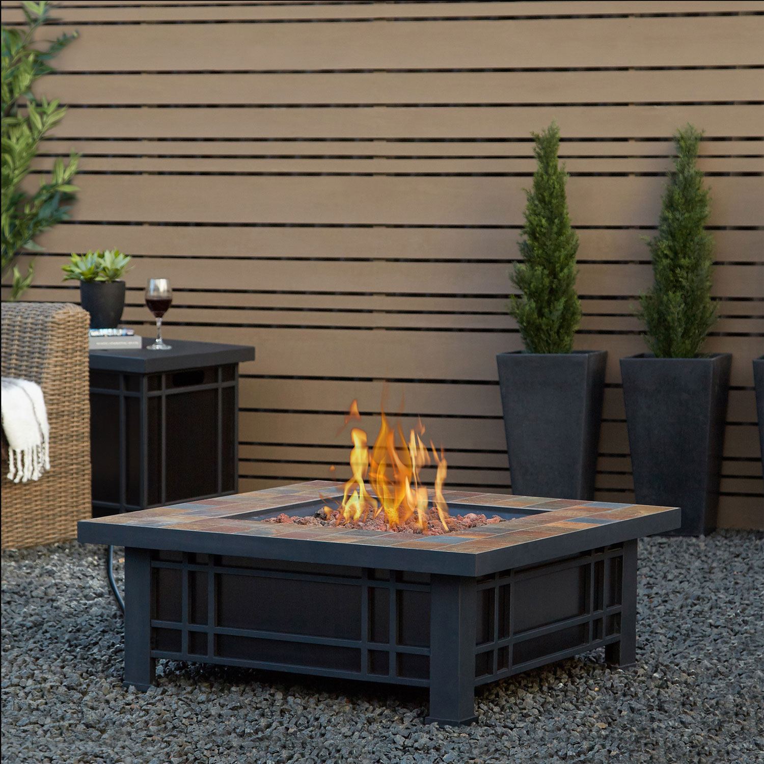Real Flame Morrison Propane Outdoor Fire Pit 50000 Btu Natural Real Flame Morrison Propane Outdoor Fire Pit 50000 Btu Natural Slate Only