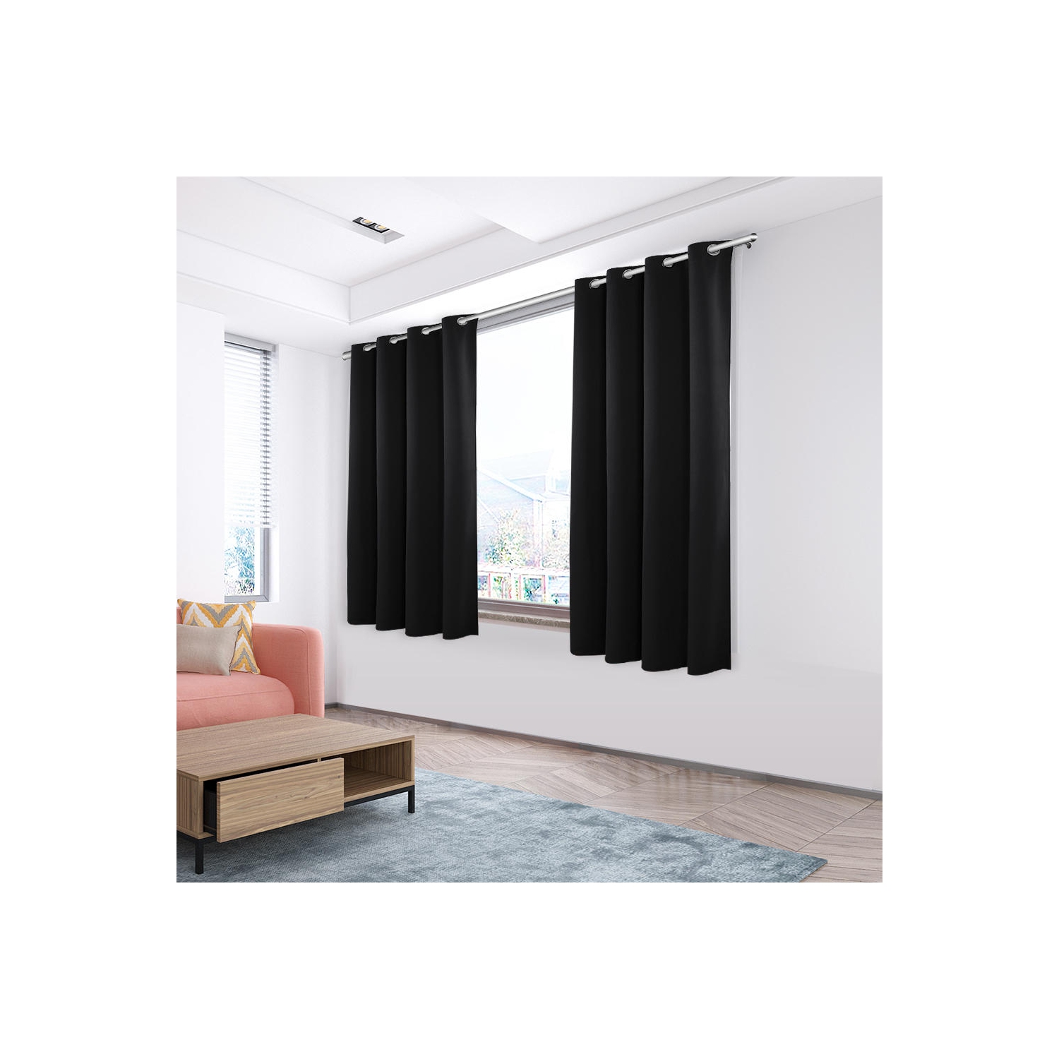 52x84inch Blackout Curtain Window Curtains for Bedroom or Living Room Darkening, Black, 1 Panel