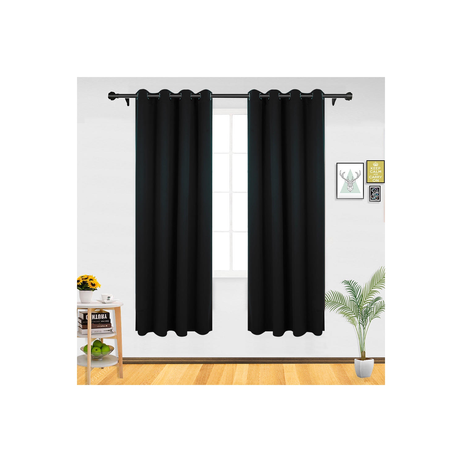 52x84inch Blackout Curtain Window Curtains for Bedroom or Living Room Darkening, Black, 1 Panel