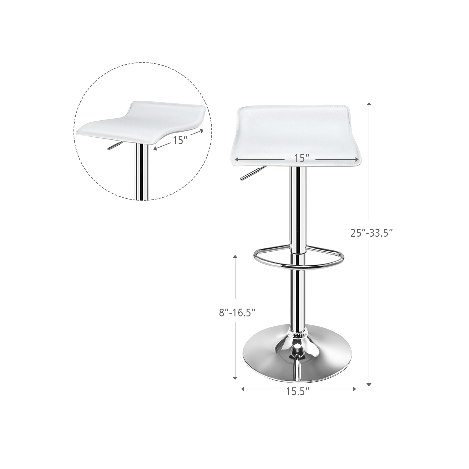 Ensemble de 2 tabourets de bar pivotants en PU Comptoir de cuisine réglable, Chaise de bar en cuir marque Costway