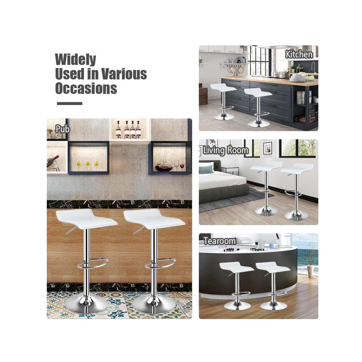 Ensemble de 2 tabourets de bar pivotants en PU Comptoir de cuisine réglable, Chaise de bar en cuir marque Costway