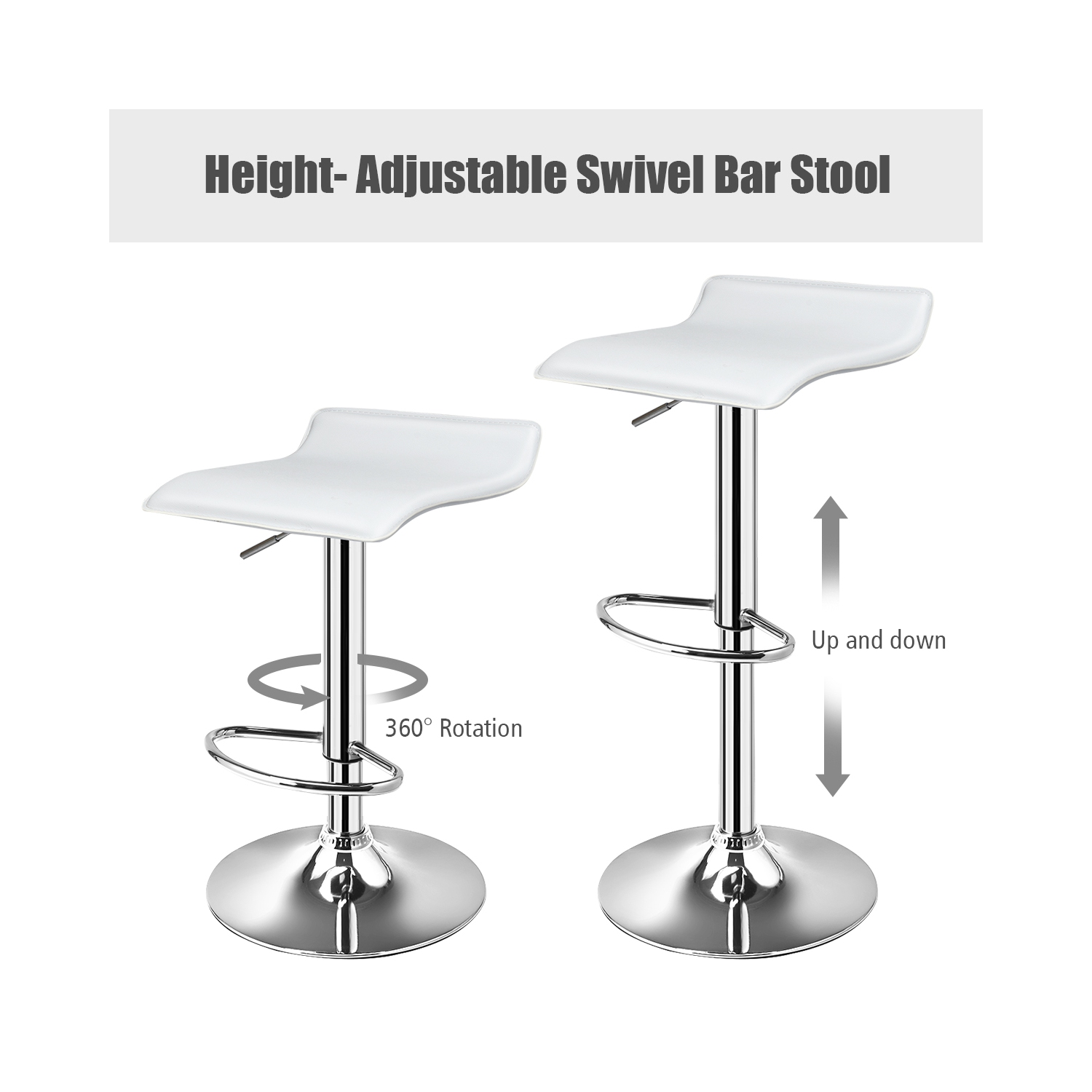 Ensemble de 2 tabourets de bar pivotants en PU Comptoir de cuisine réglable, Chaise de bar en cuir marque Costway