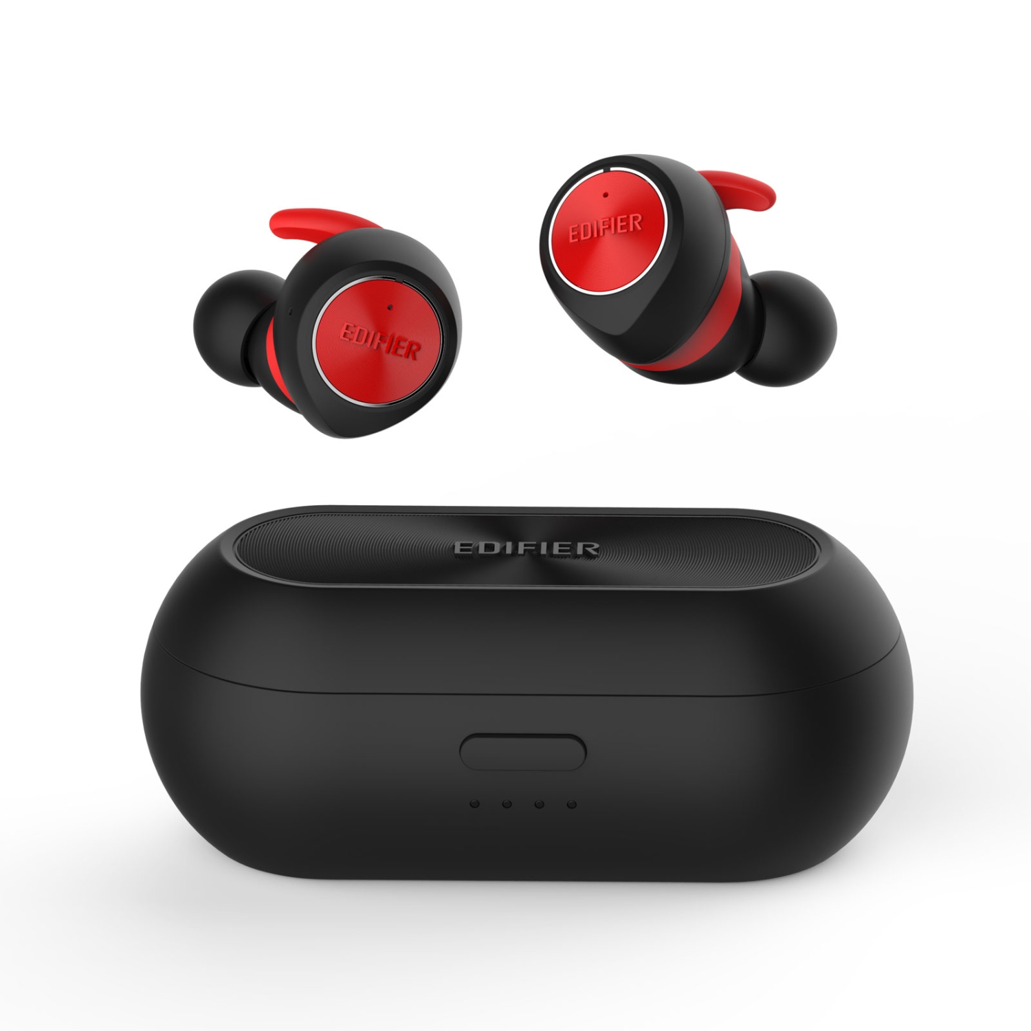 Edifier TWS3 Wireless Earbud Headphones - Charging Case, Bluetooth v4.2, IPX4 Splash & Sweatproof - Red