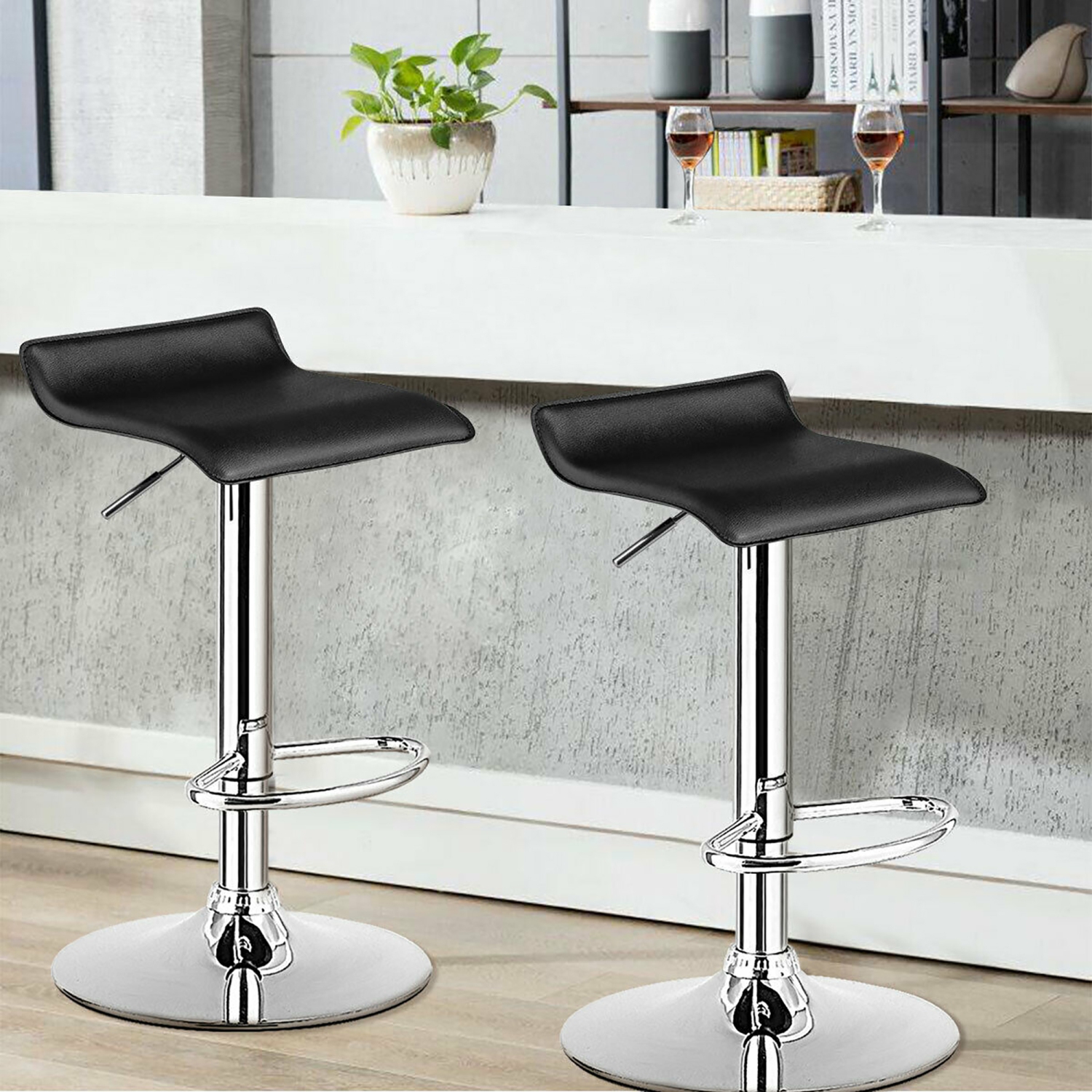 Ensemble de 2 tabourets de bar pivotants en PU Comptoir de cuisine réglable, Chaise de bar en cuir marque Costway