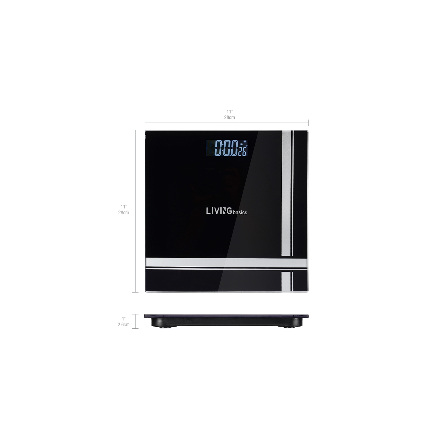 Bathroom Bath Scale, Digital Body Weight Glass Scale with Smart Step-on Technology and Temperature Display 396lb Capacity
