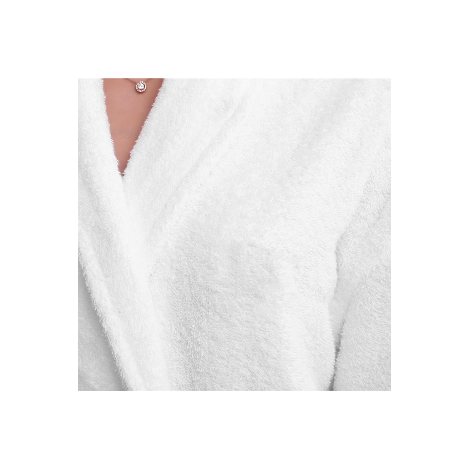 Full-Length Women Bathrobe, 100% Terry Cotton Sleepwear Soft Plush Long Robe Spa Kimono Robe, White, X-Large