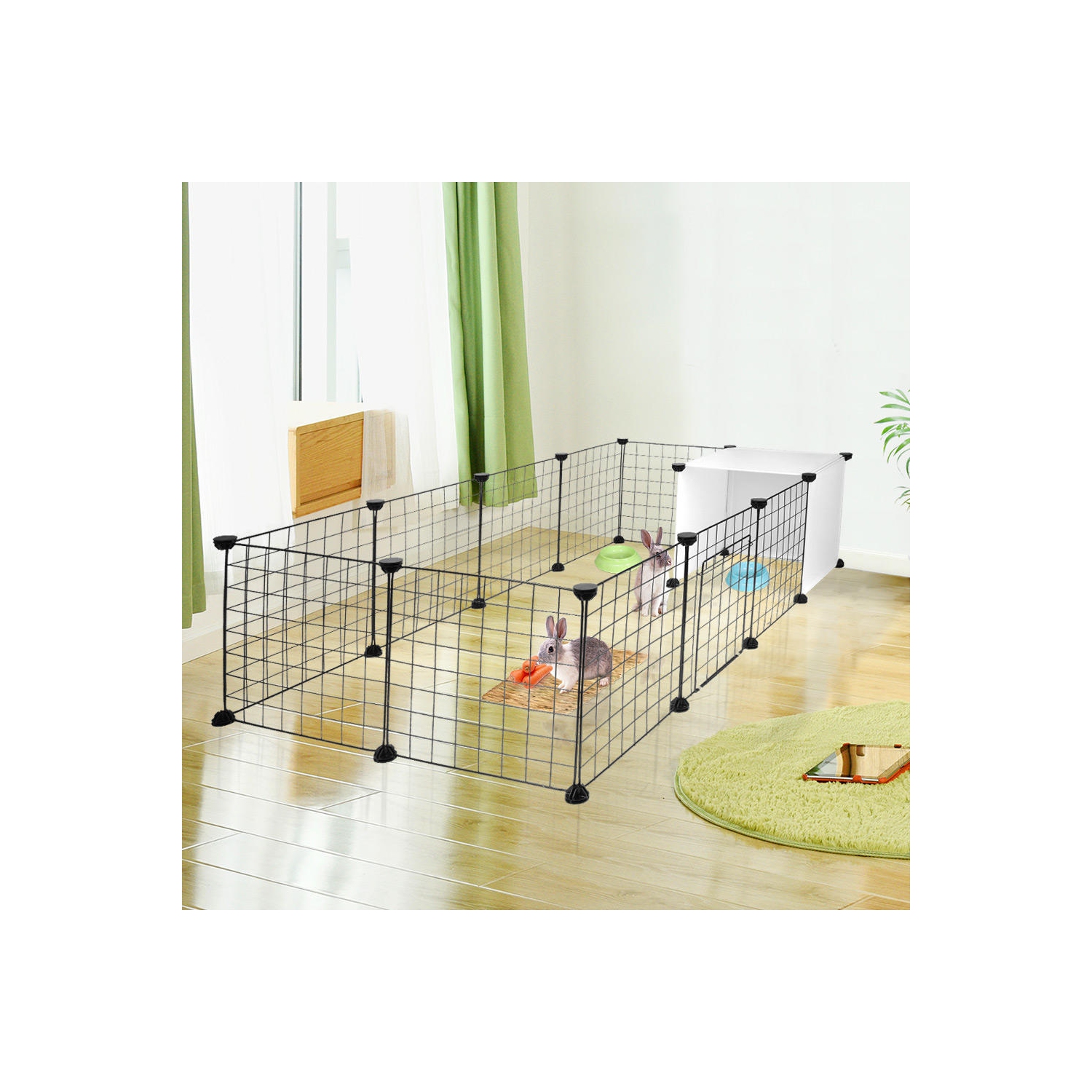 14 Panels Pet Gates Dog Playpen, Small Animal Cage Indoor Portable Metal Wire Yard Fence Doors for Small Animals -(Size of each panel： 14" x 14")