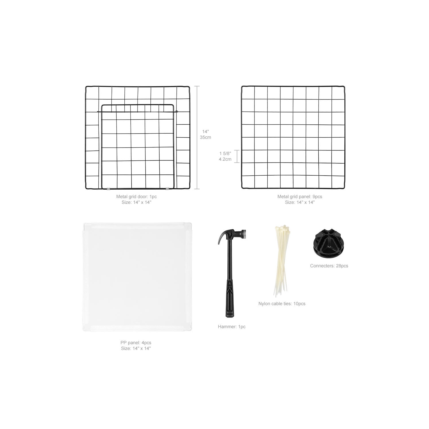 14 Panels Pet Gates Dog Playpen, Small Animal Cage Indoor Portable Metal Wire Yard Fence Doors for Small Animals -(Size of each panel： 14" x 14")