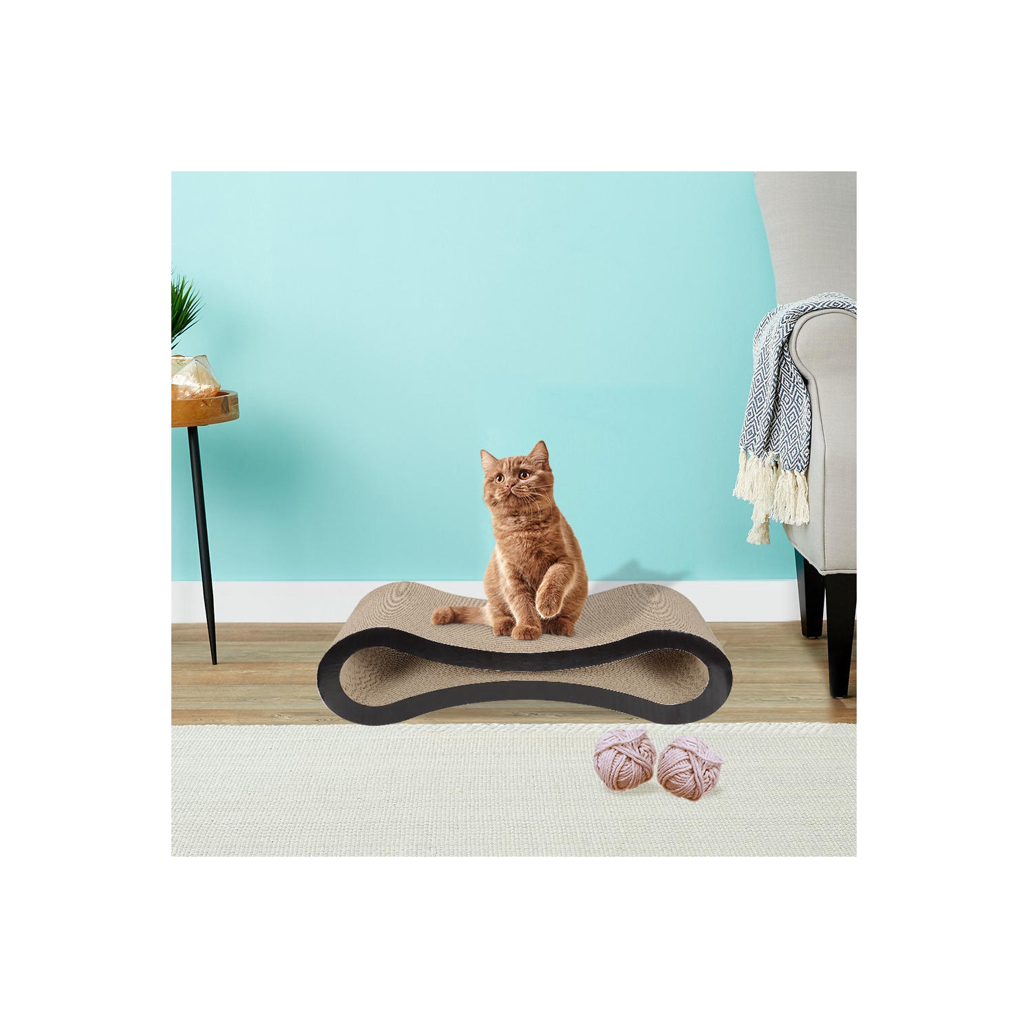 Salon de grattage Cat de 22 po, poteau incliné ergonomique en carton ondulé pour poteau à rayures, protecteur en carton pour le plancher de la table