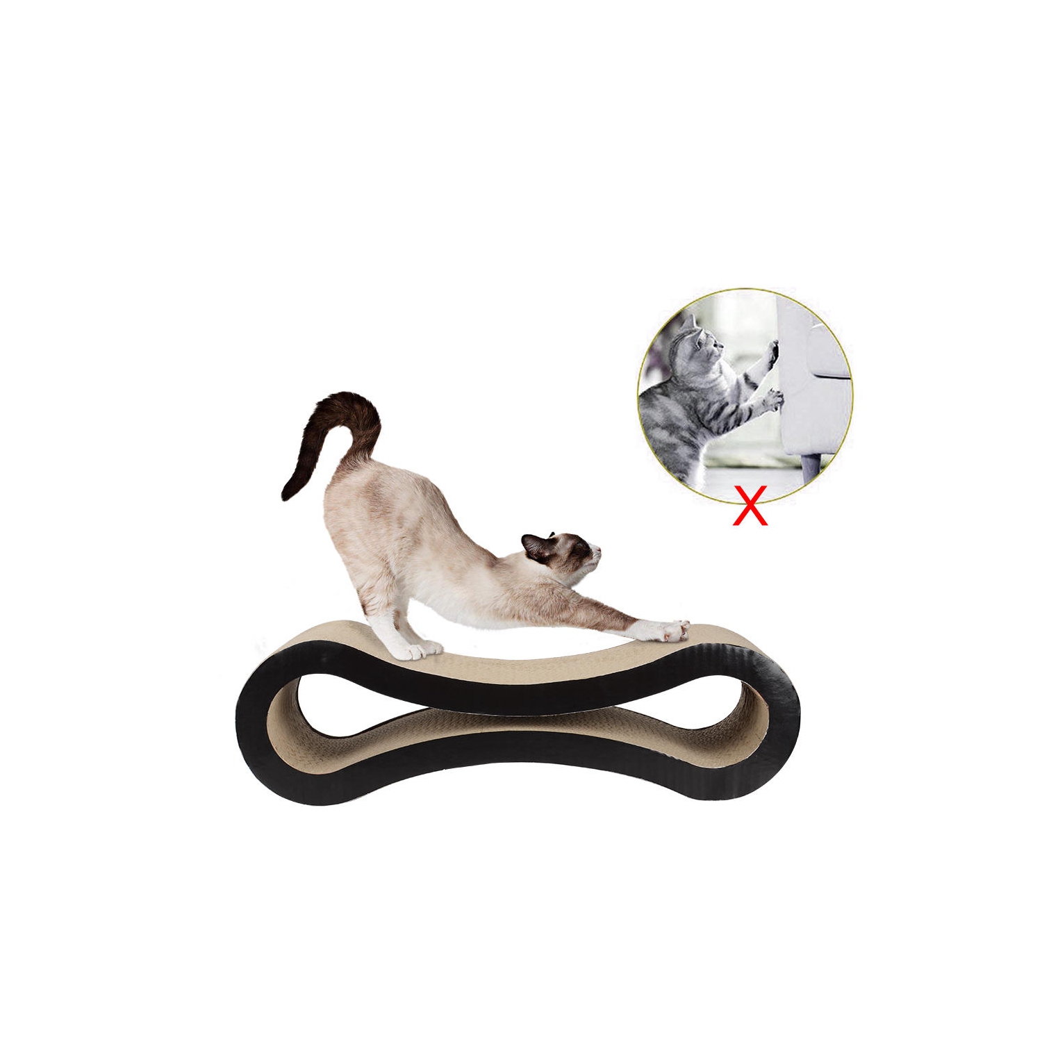 Salon de grattage Cat de 22 po, poteau incliné ergonomique en carton ondulé pour poteau à rayures, protecteur en carton pour le plancher de la table