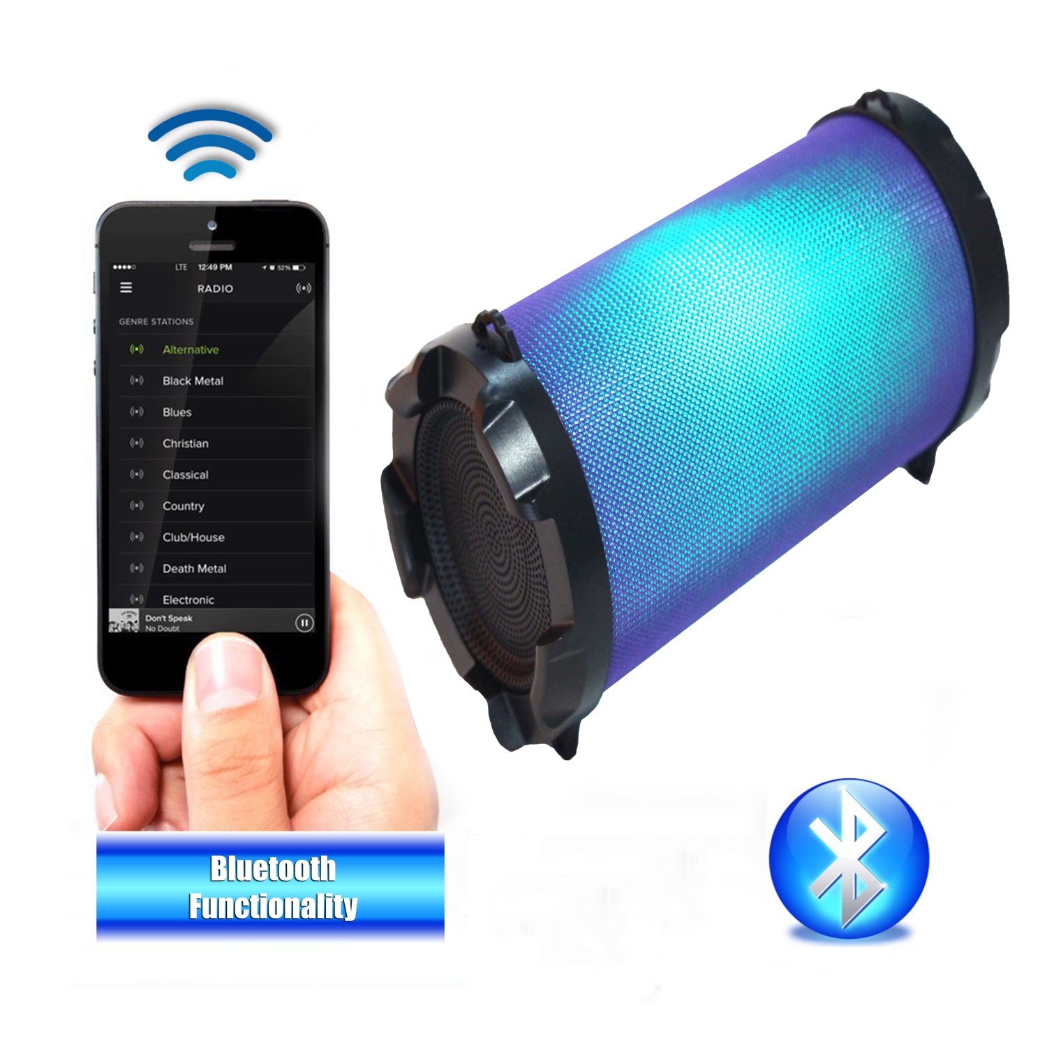 Naxa NAS-3087 Boomer Impulse Flash Bluetooth Boom Box with LED Lights