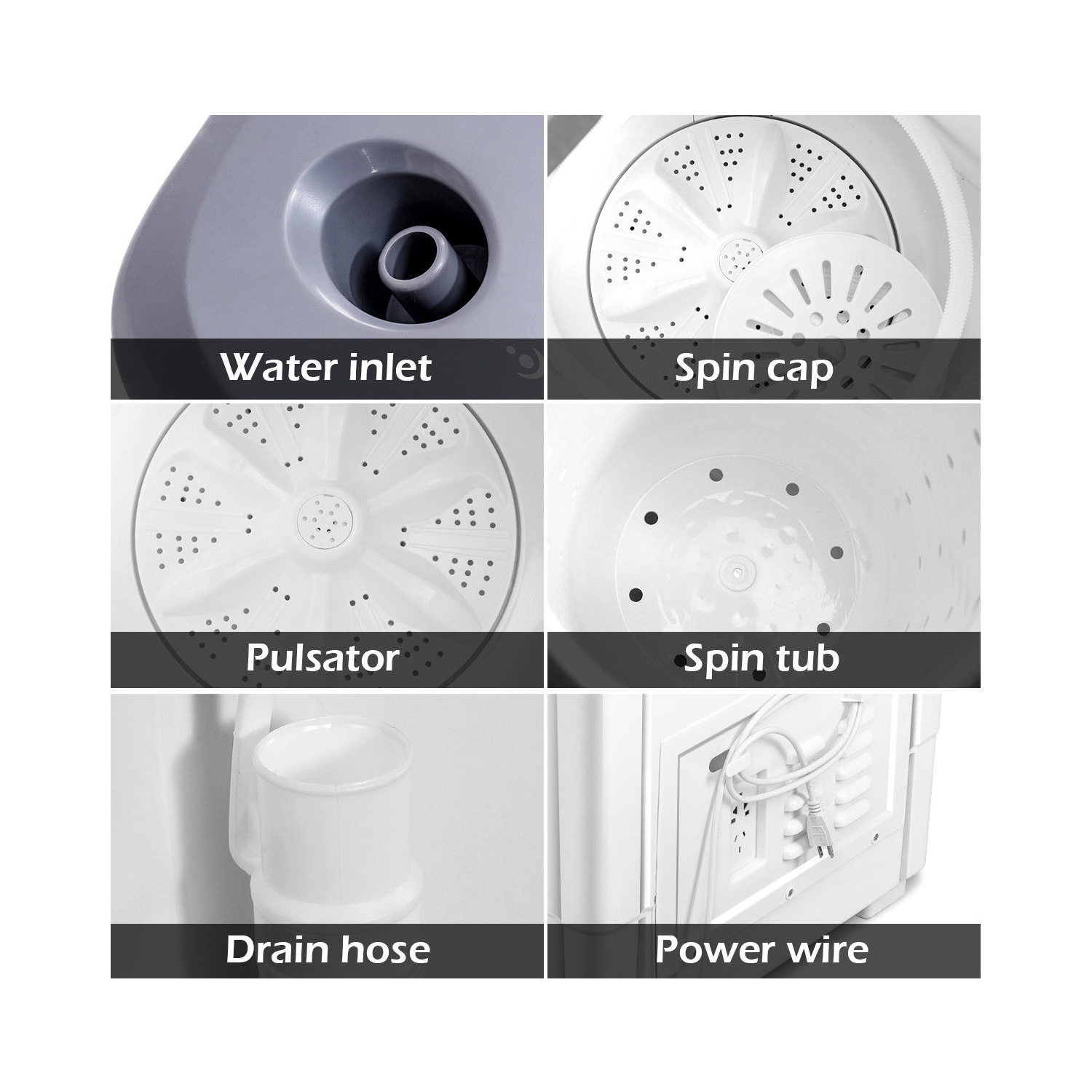 Mini lave-linge portable de 4,5 kg Lave-linge compact à deux cuvettes